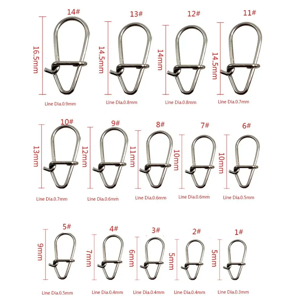 100pcs Fishing snap clip easy line connectors Safety Tackle Lures Connector