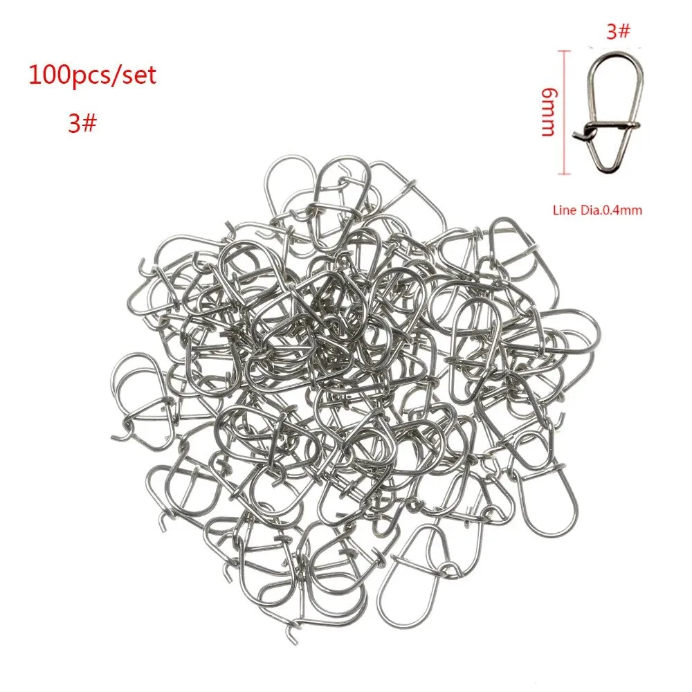 100pcs Fishing snap clip easy line connectors Safety Tackle Lures Connector
