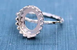 12x10mm Oval Crown Bezel Checkered Ring blank