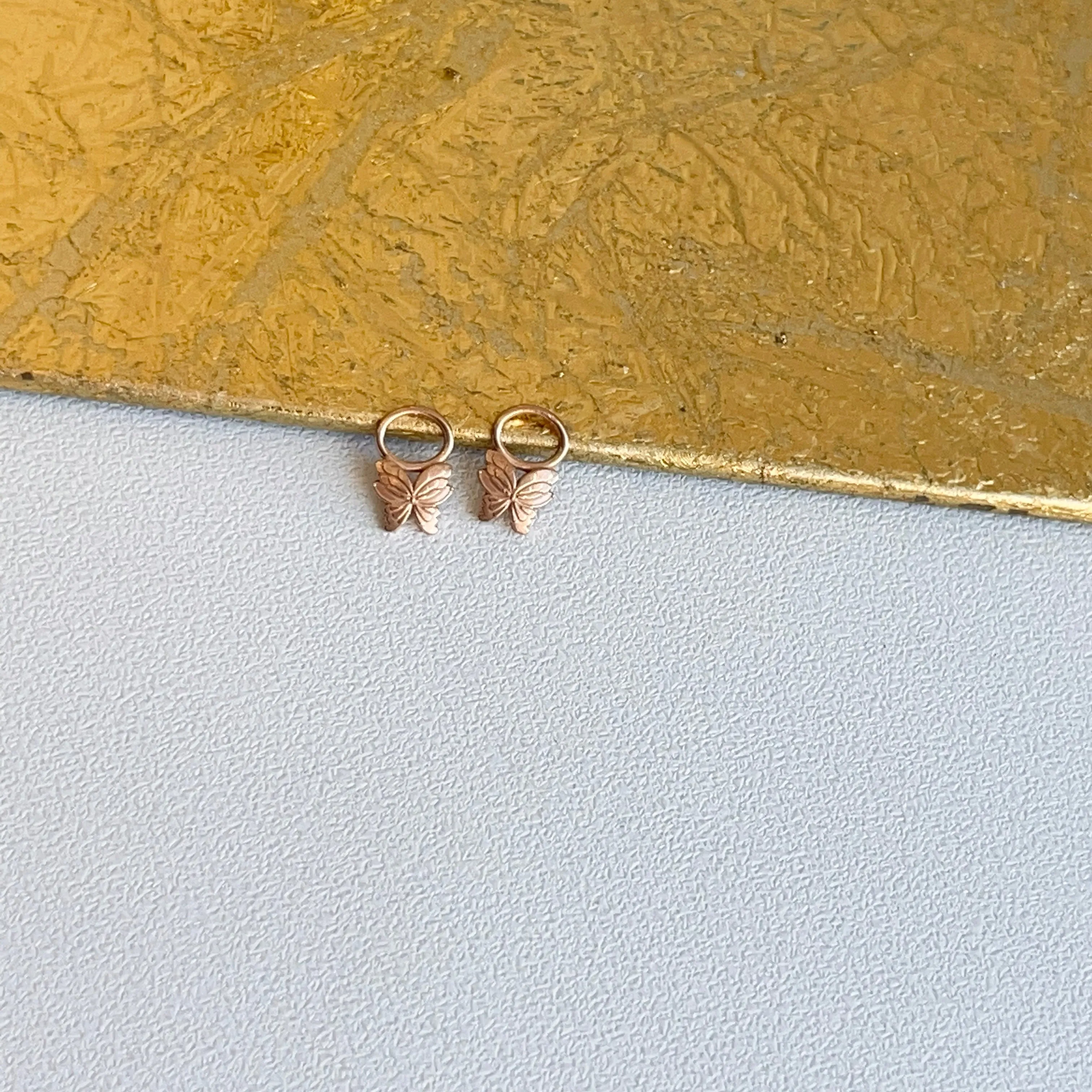 14KT Rose Gold Mini Butterfly Earring Charms