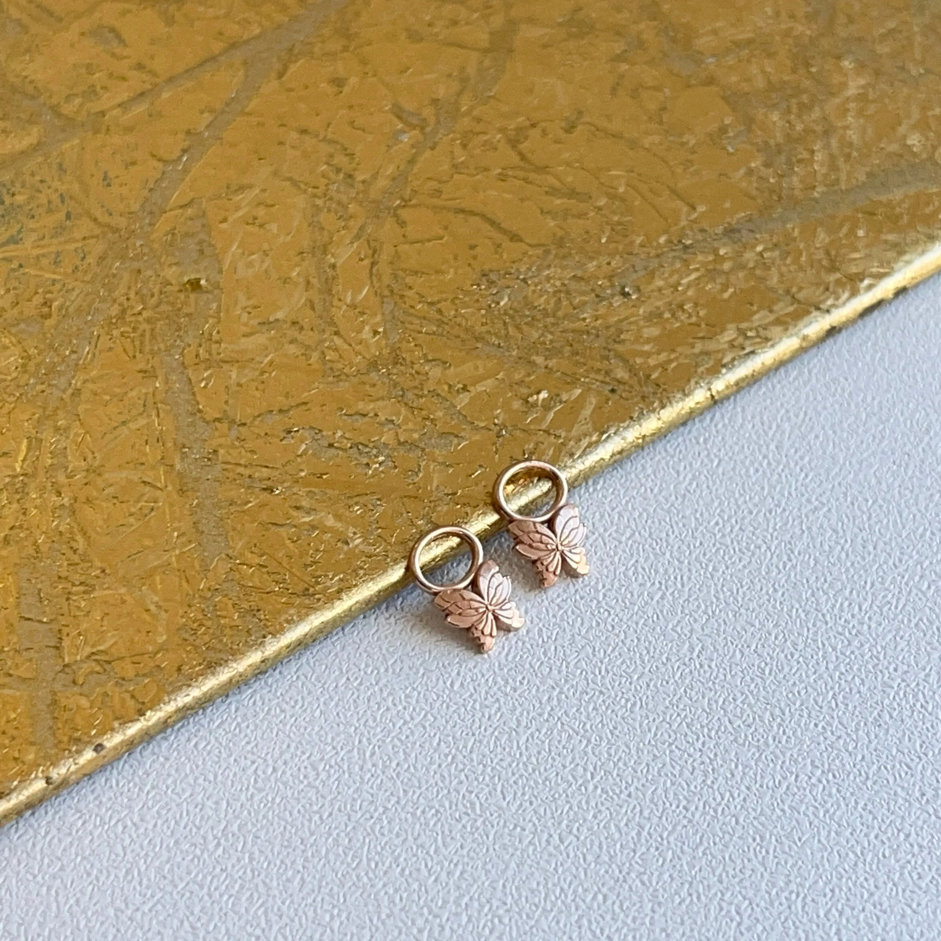 14KT Rose Gold Mini Butterfly Earring Charms