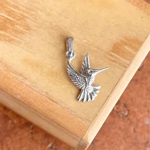 14KT White Gold Flying Detailed Hummingbird Pendant