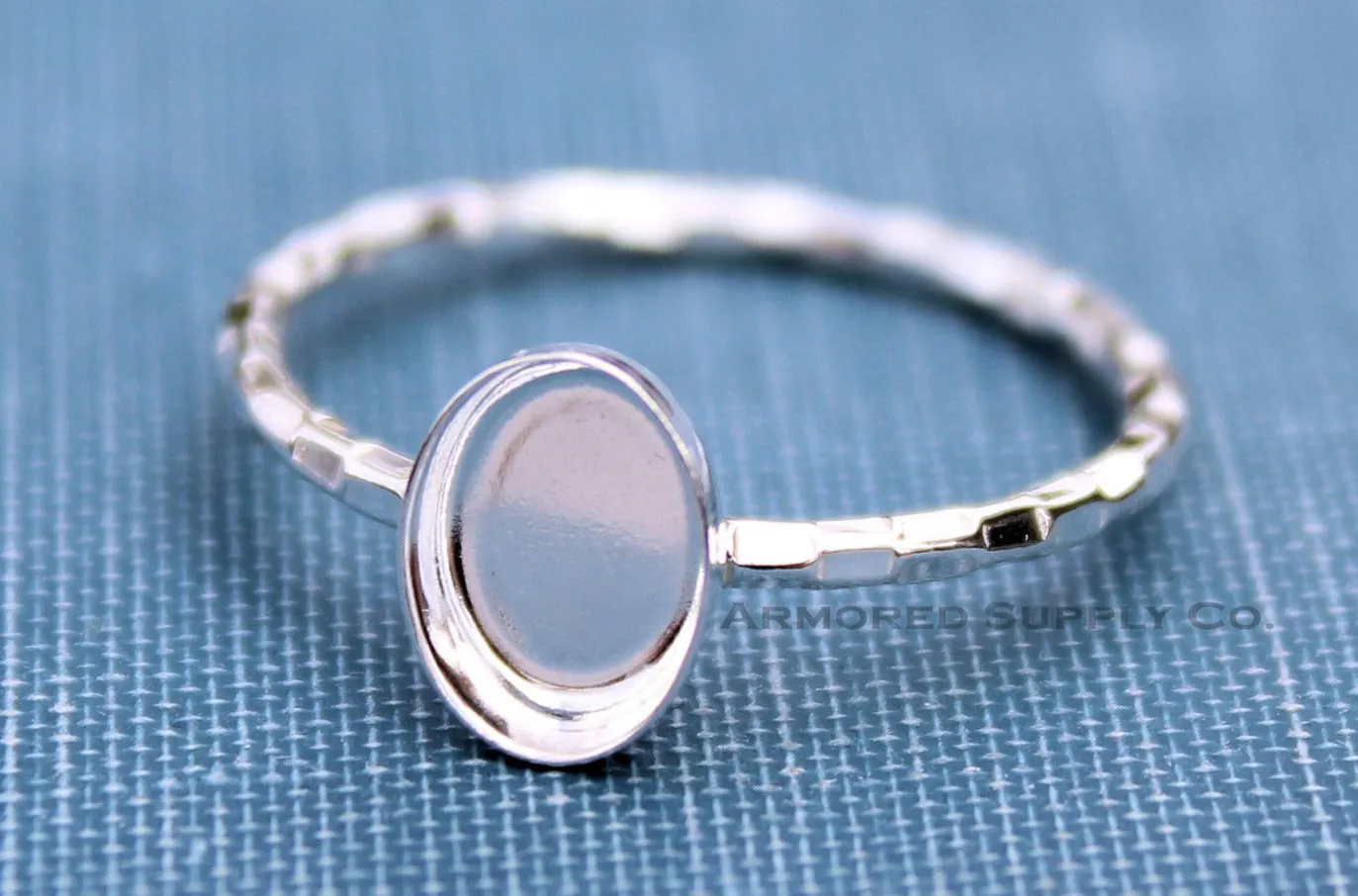 14x10mm Oval Bezel Checkered Ring blank