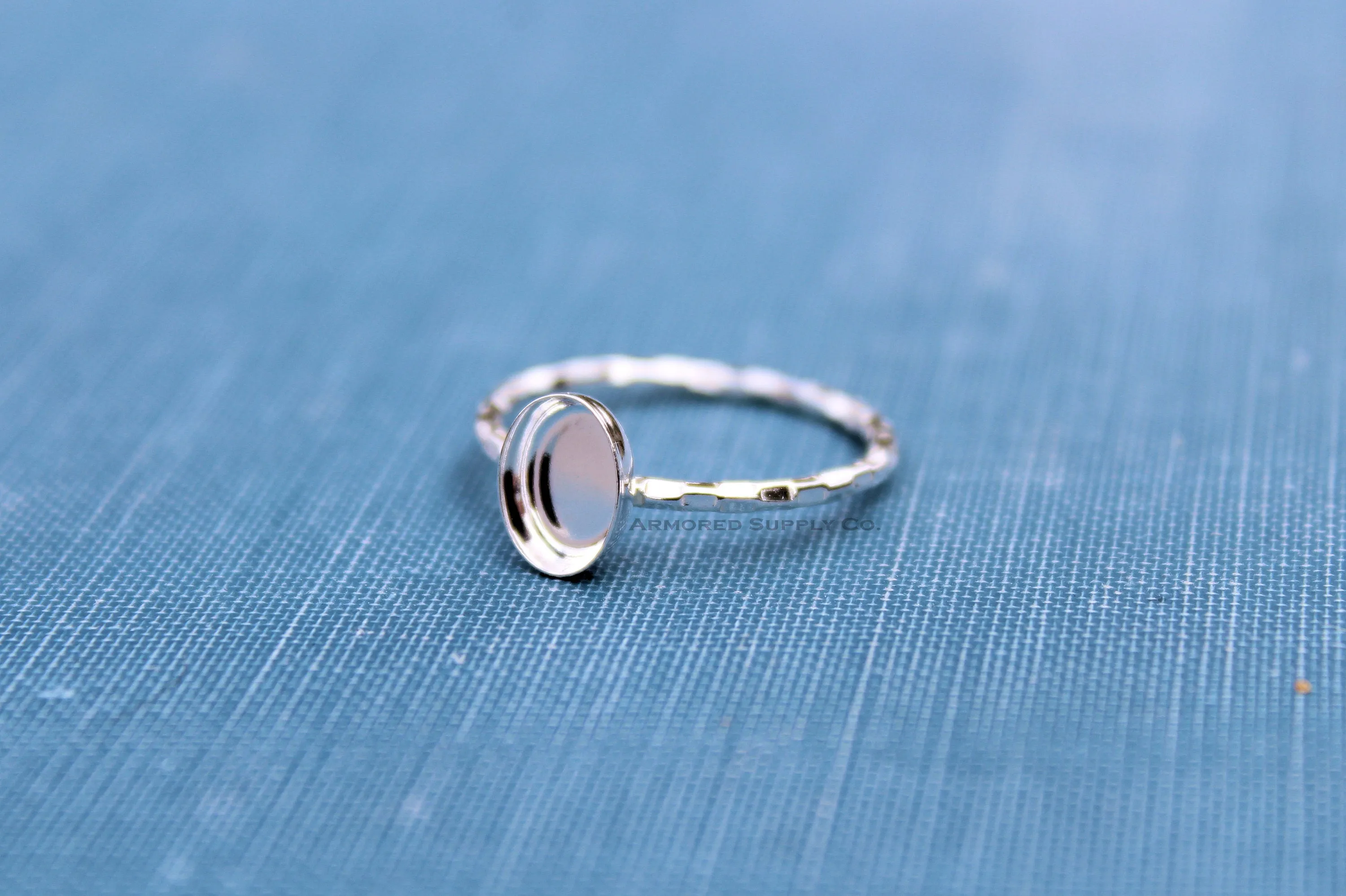 14x10mm Oval Bezel Checkered Ring blank