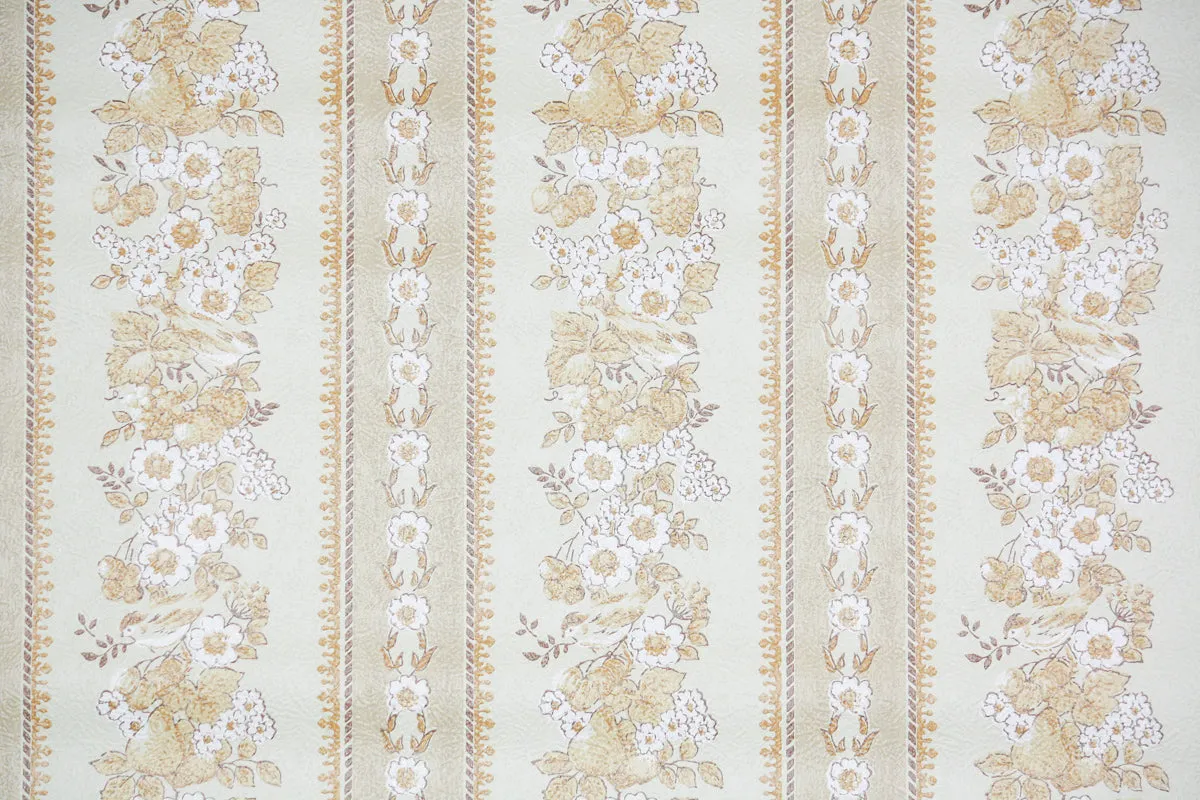 1970s Floral Stripe Vintage Wallpaper