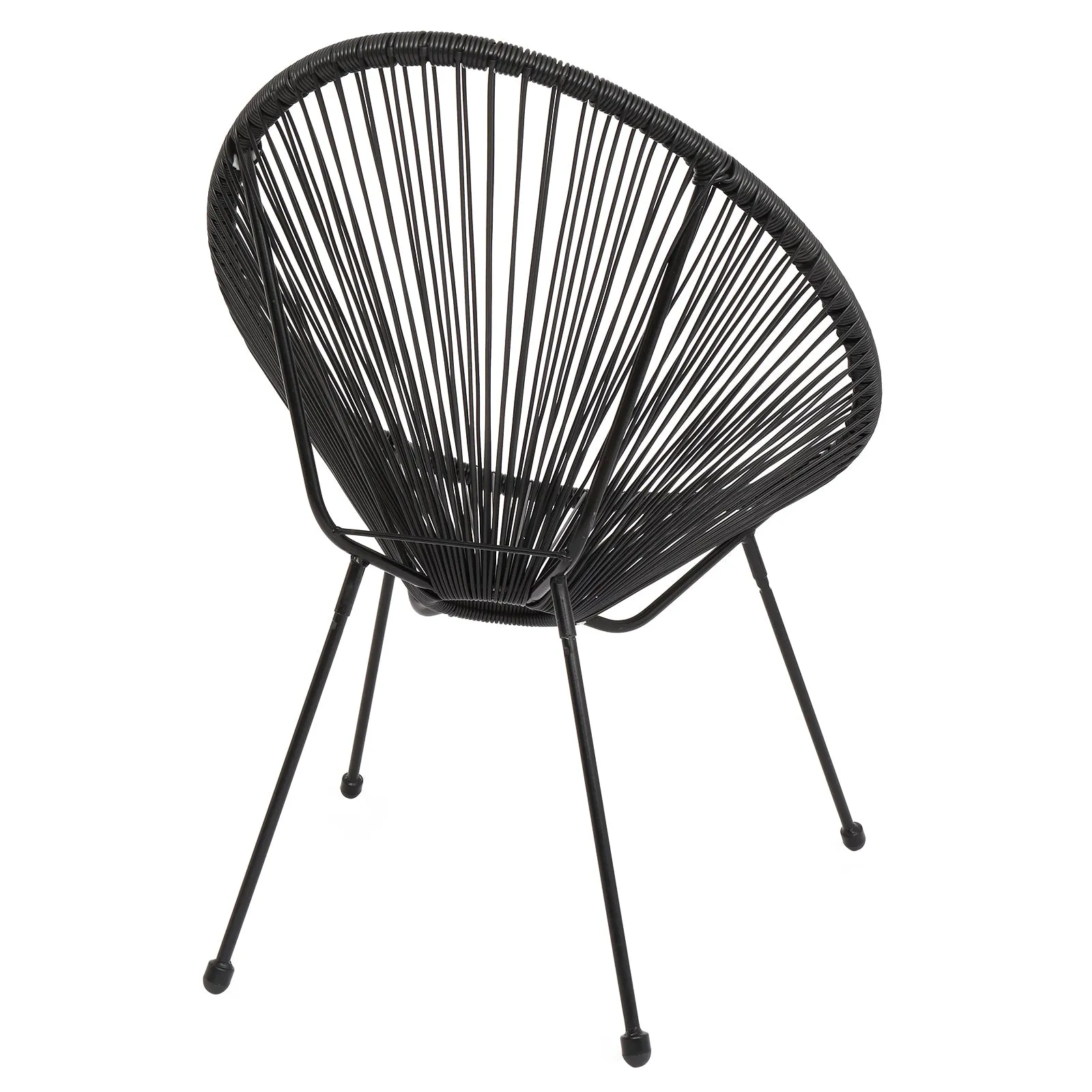 3-Piece All-Weather Patio Acapulco Bistro Furniture Set with 2 Chairs & Glass Top Table Black