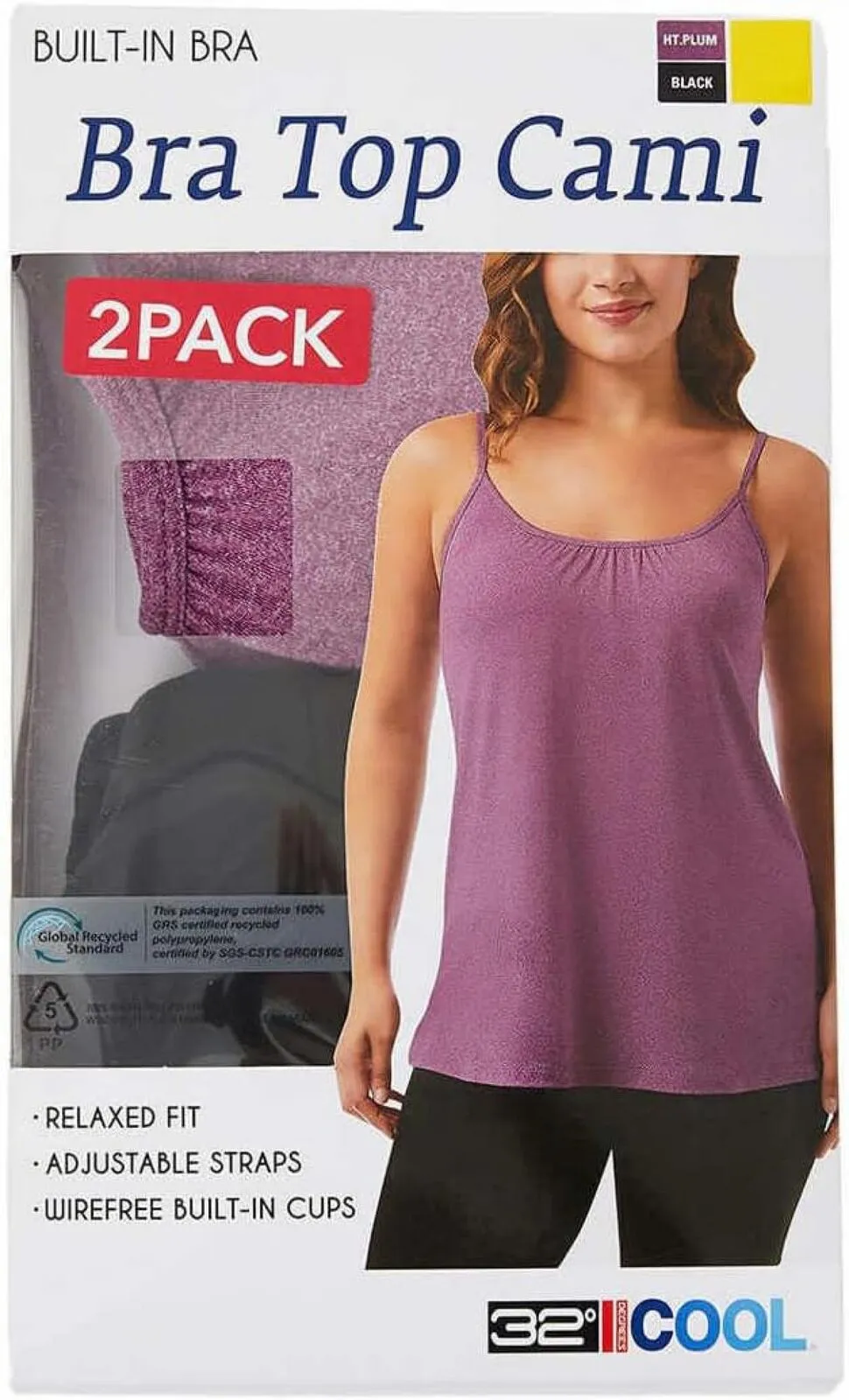 32 Degrees Cool Womens Lightweight Top Cami 1560459 Heather Plum Purple L