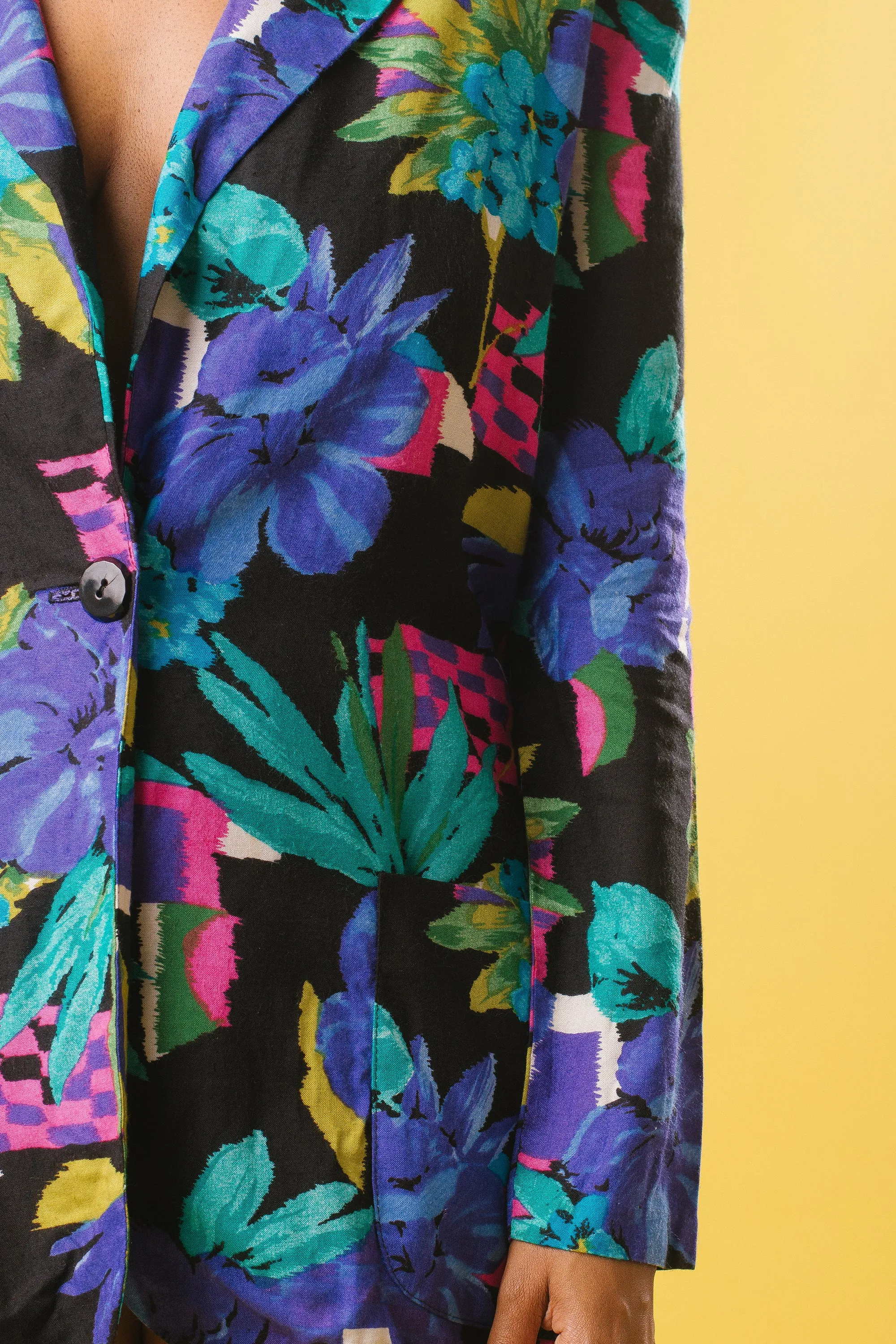 90's Abstract Tropical Floral Blazer | S
