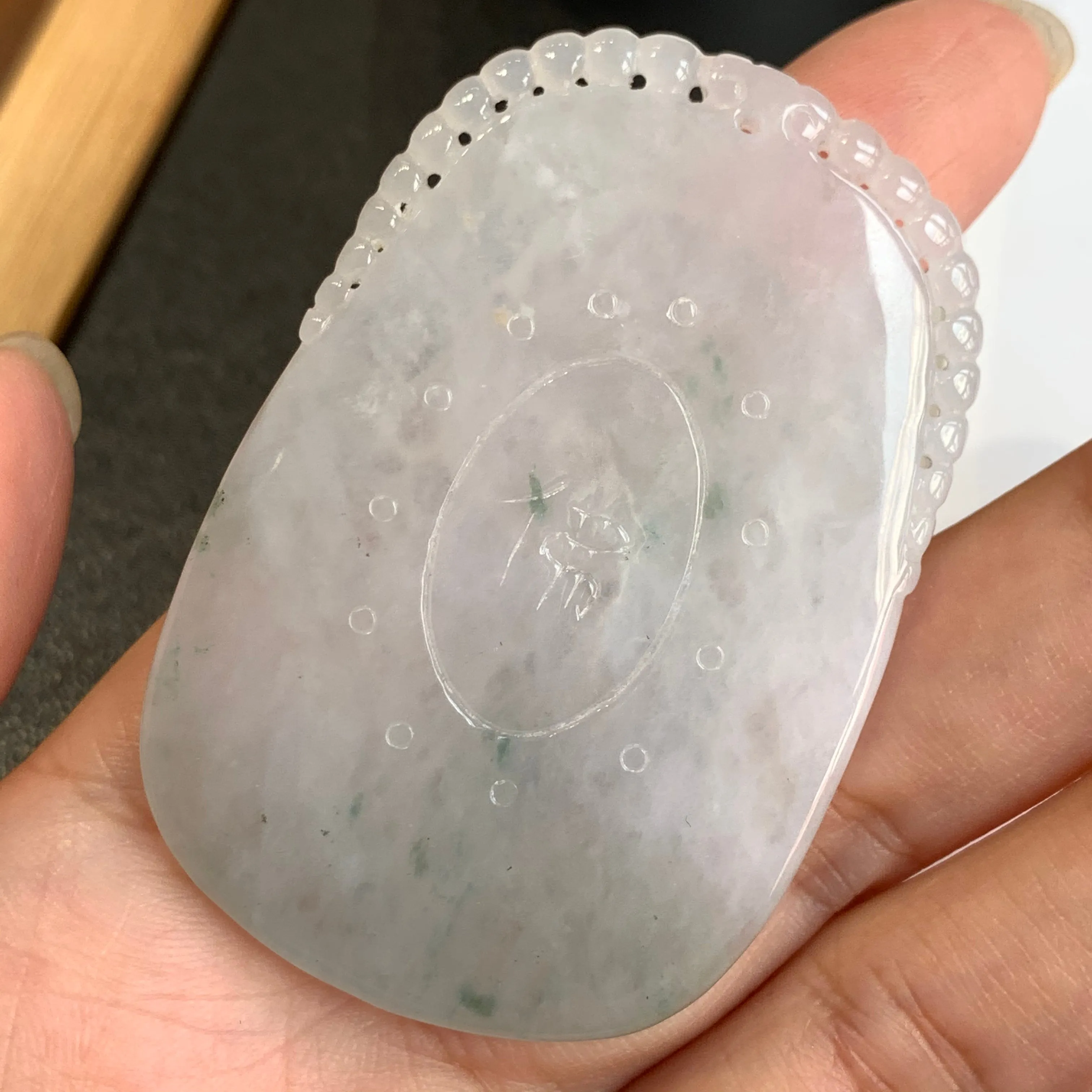 A-Grade Natural Floral Jadeite Buddha Portrait Pendant No.171143