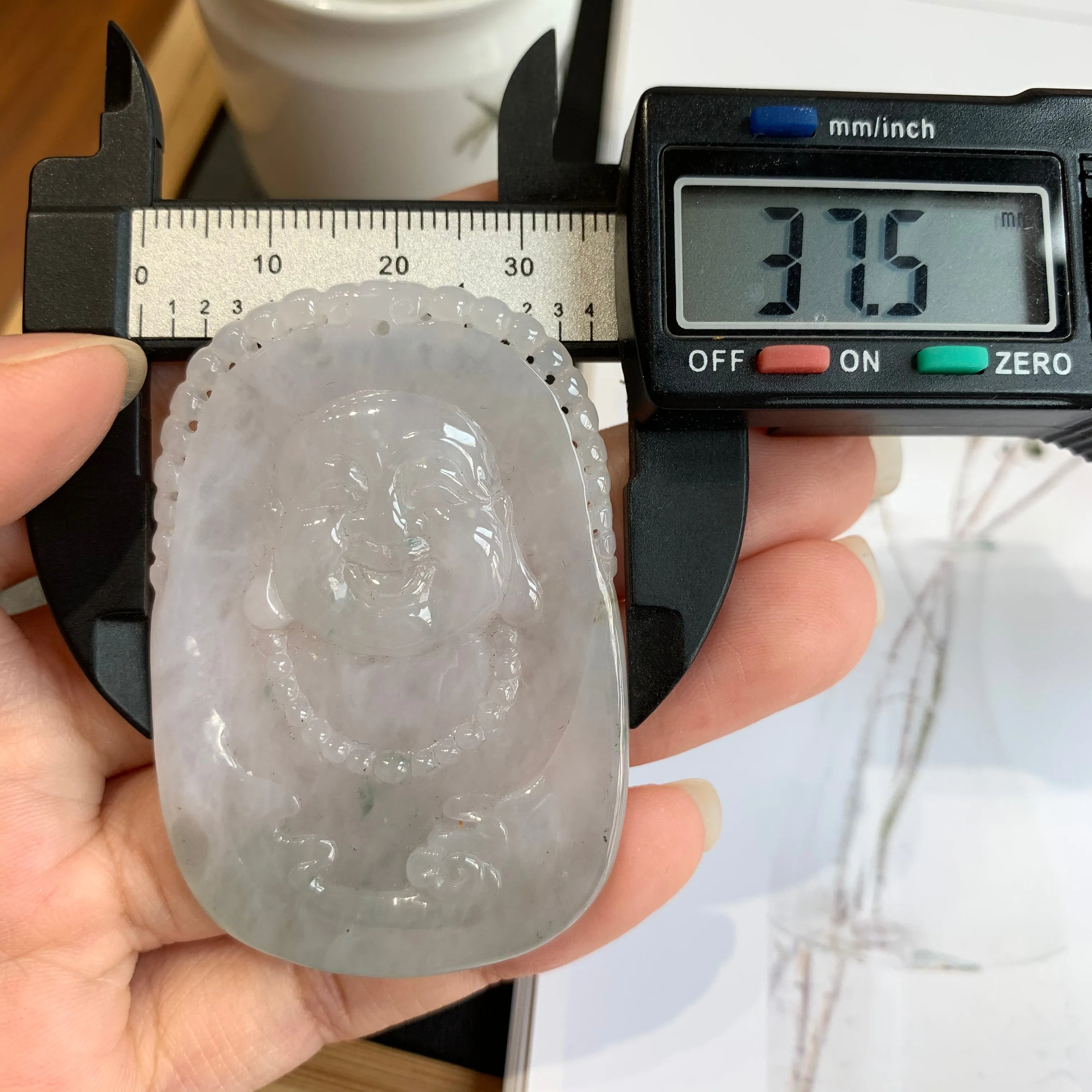 A-Grade Natural Floral Jadeite Buddha Portrait Pendant No.171143