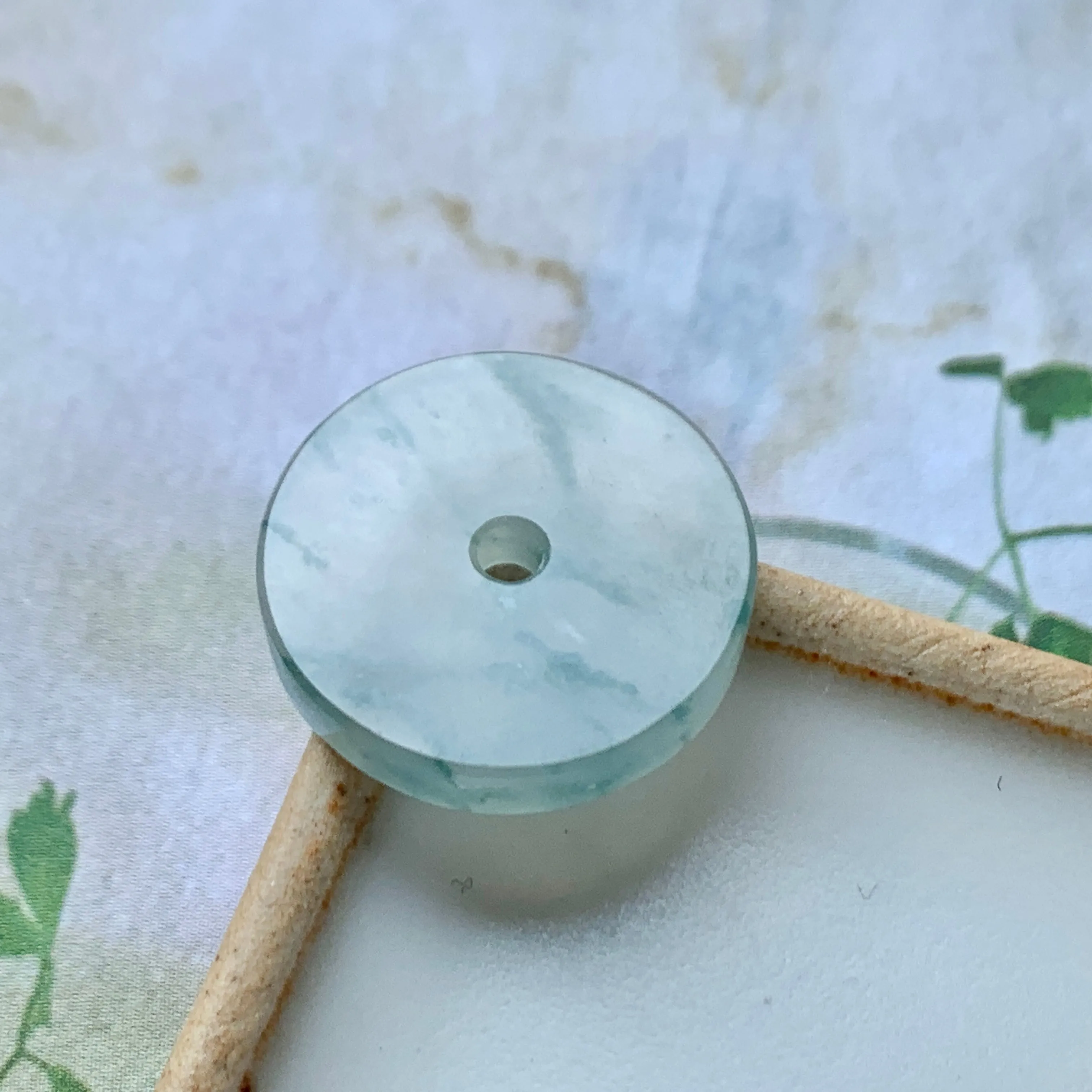 A-Grade Natural Floral Jadeite Donut No.170237
