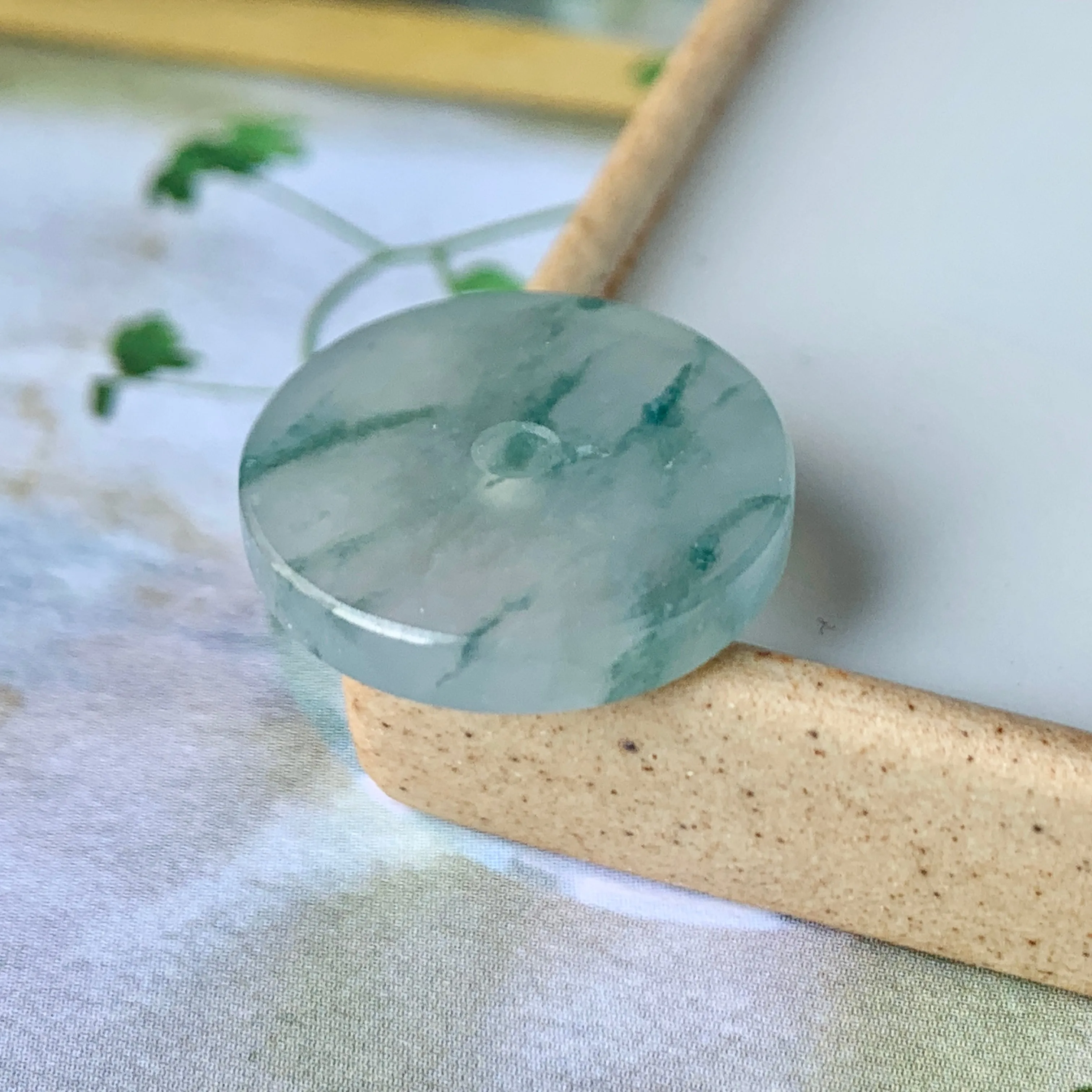 A-Grade Natural Floral Jadeite Donut No.170237