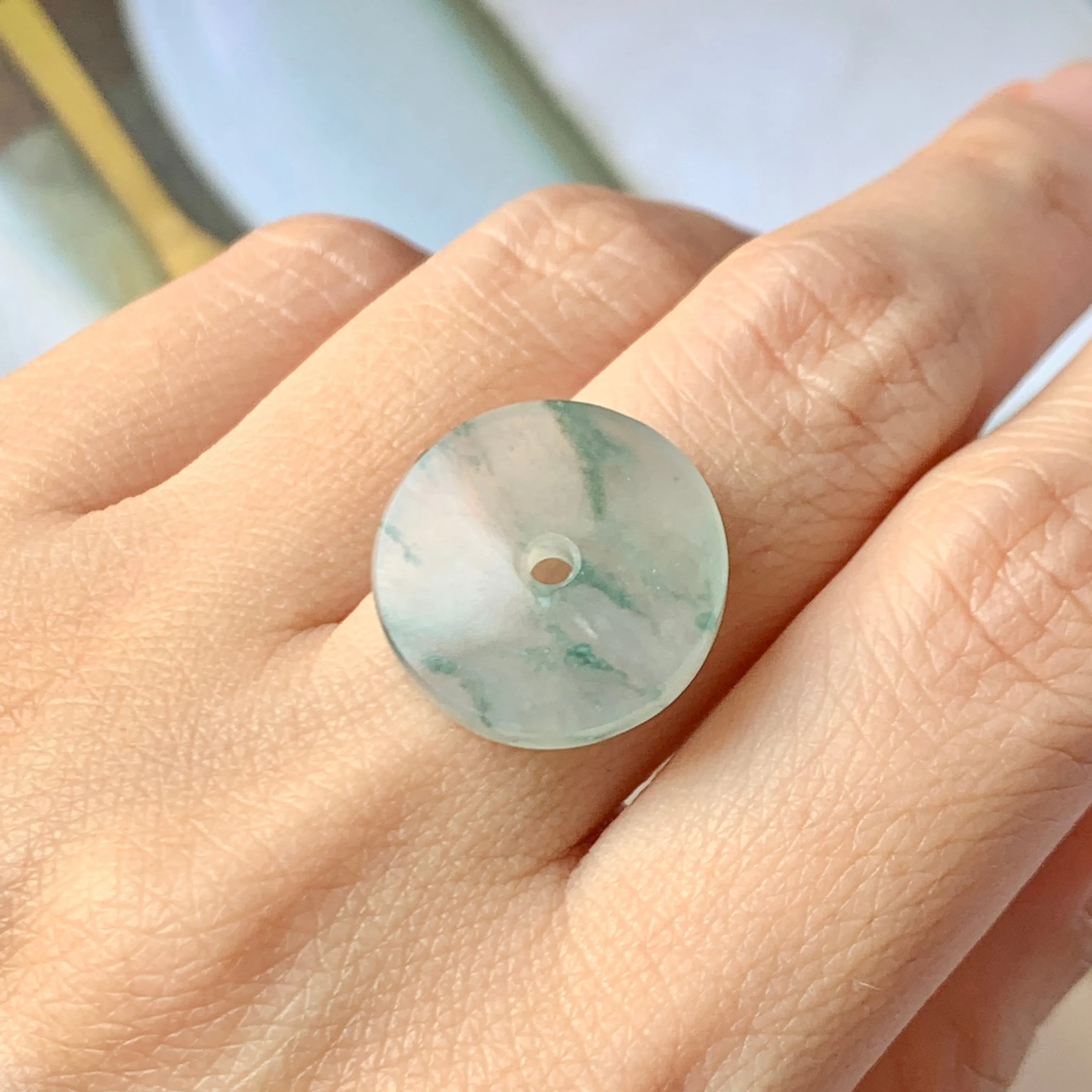 A-Grade Natural Floral Jadeite Donut No.170237