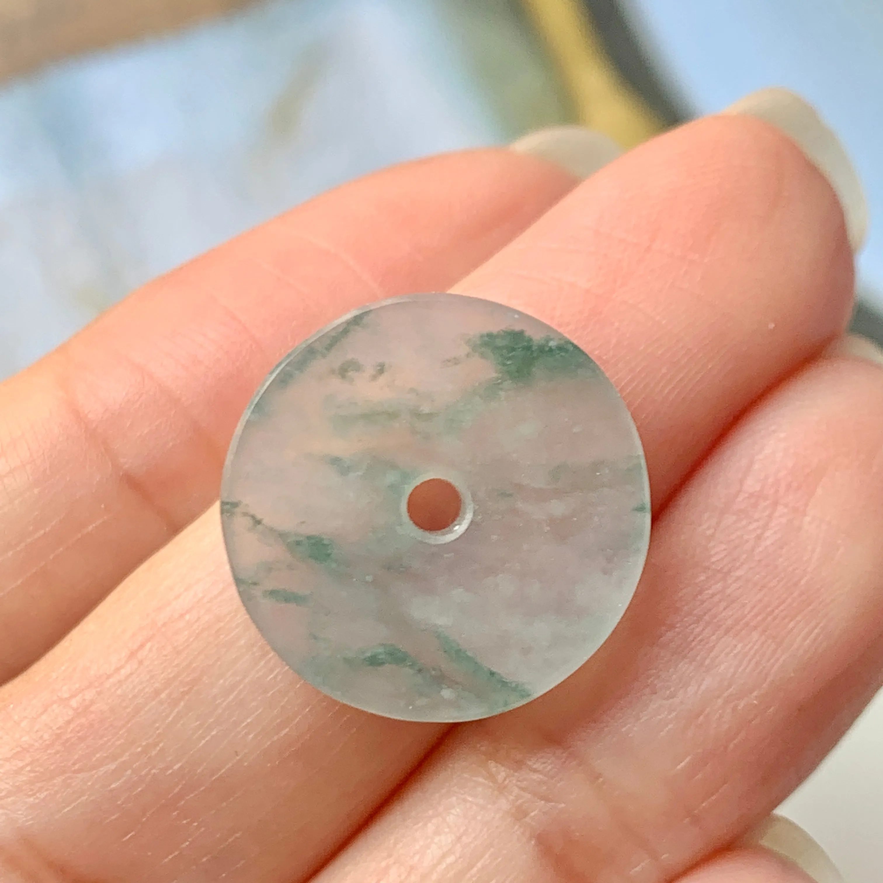 A-Grade Natural Floral Jadeite Donut No.170237