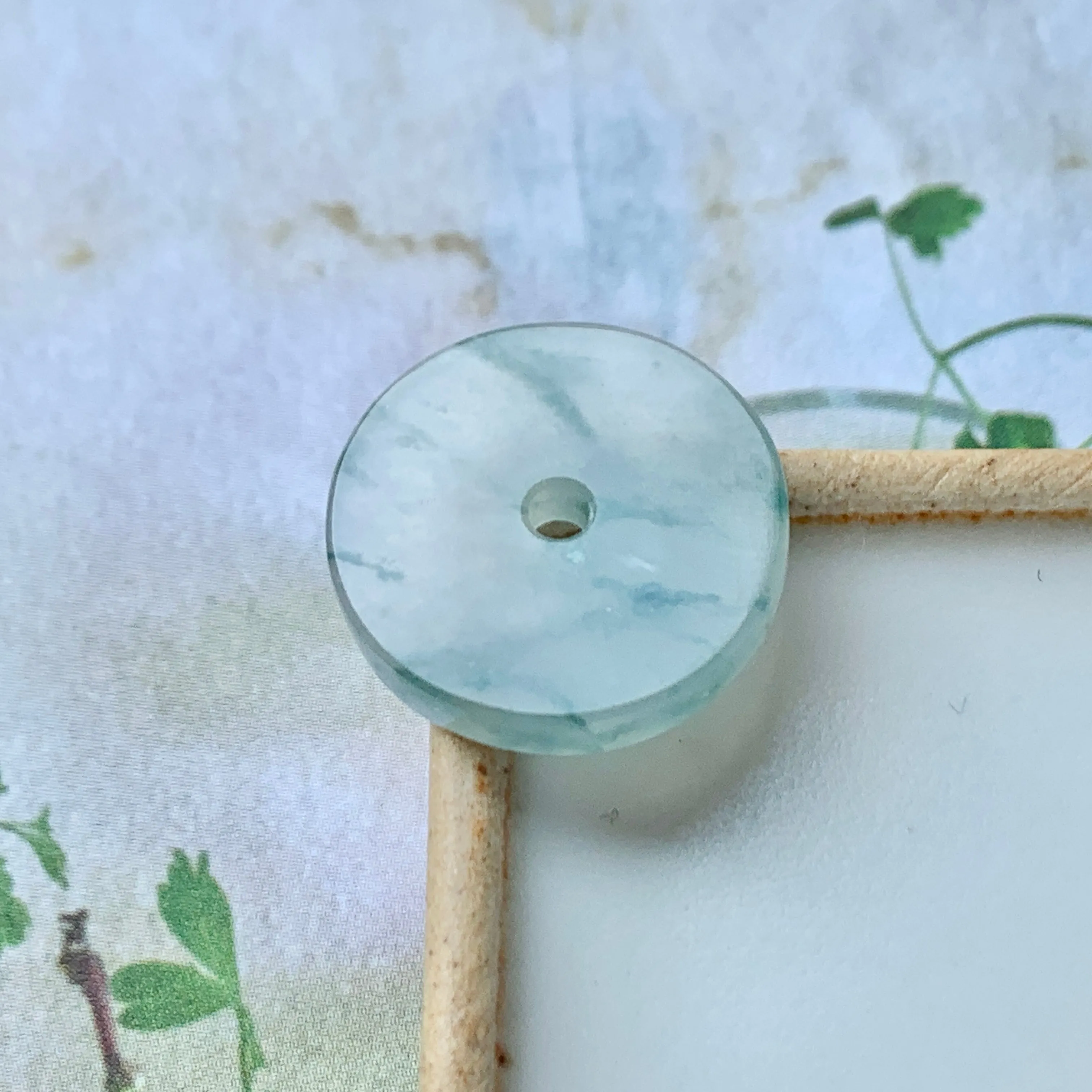 A-Grade Natural Floral Jadeite Donut No.170237