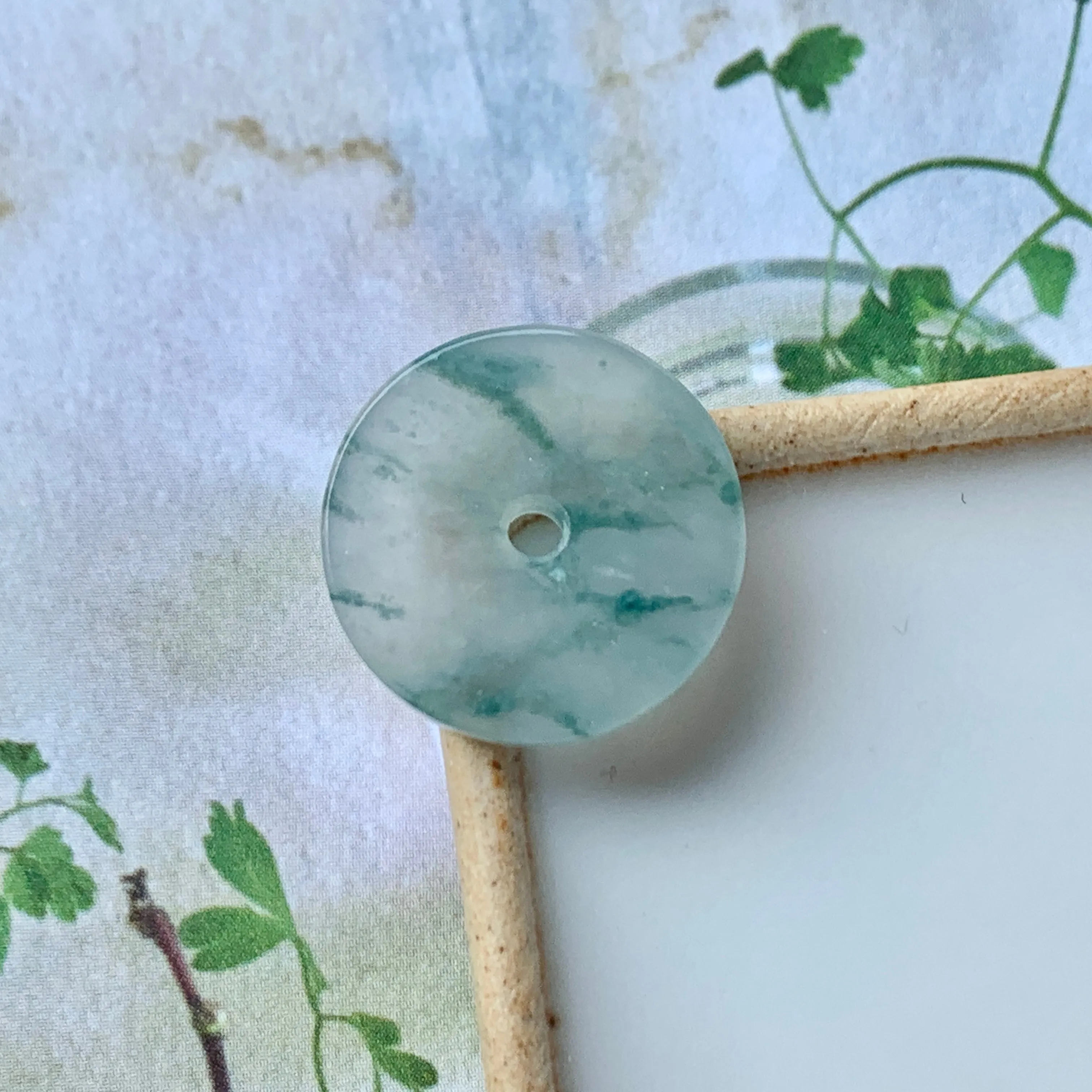 A-Grade Natural Floral Jadeite Donut No.170237