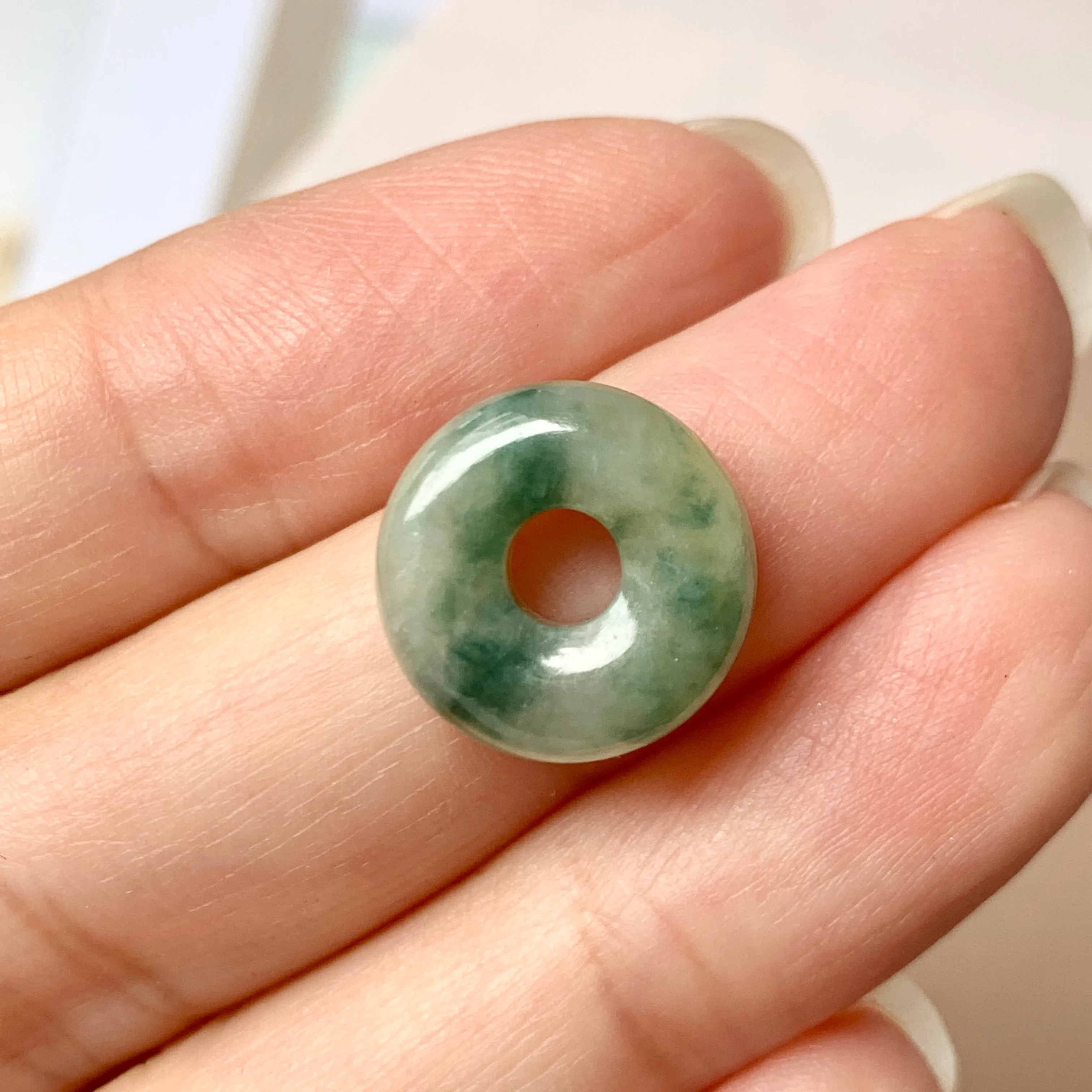 A-Grade Natural Floral Jadeite Donut No.220646