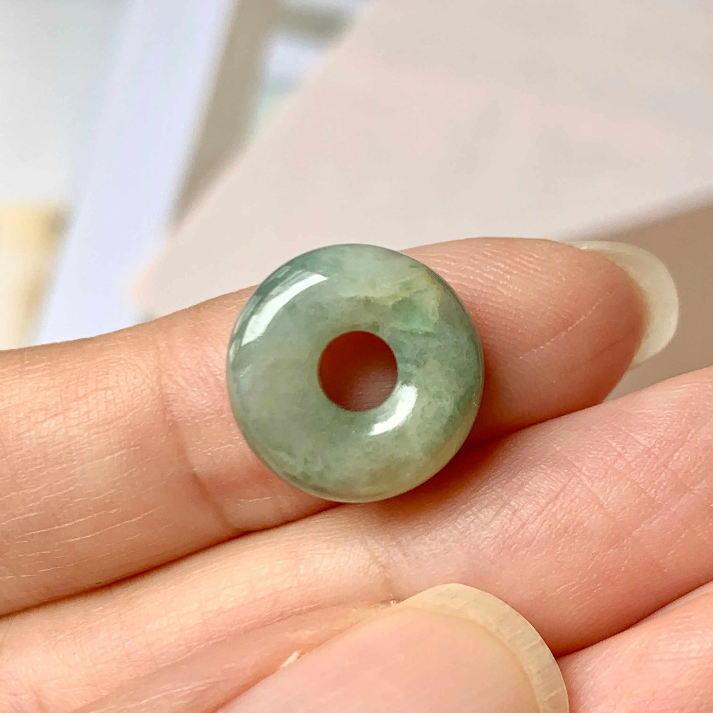 A-Grade Natural Floral Jadeite Donut No.220646