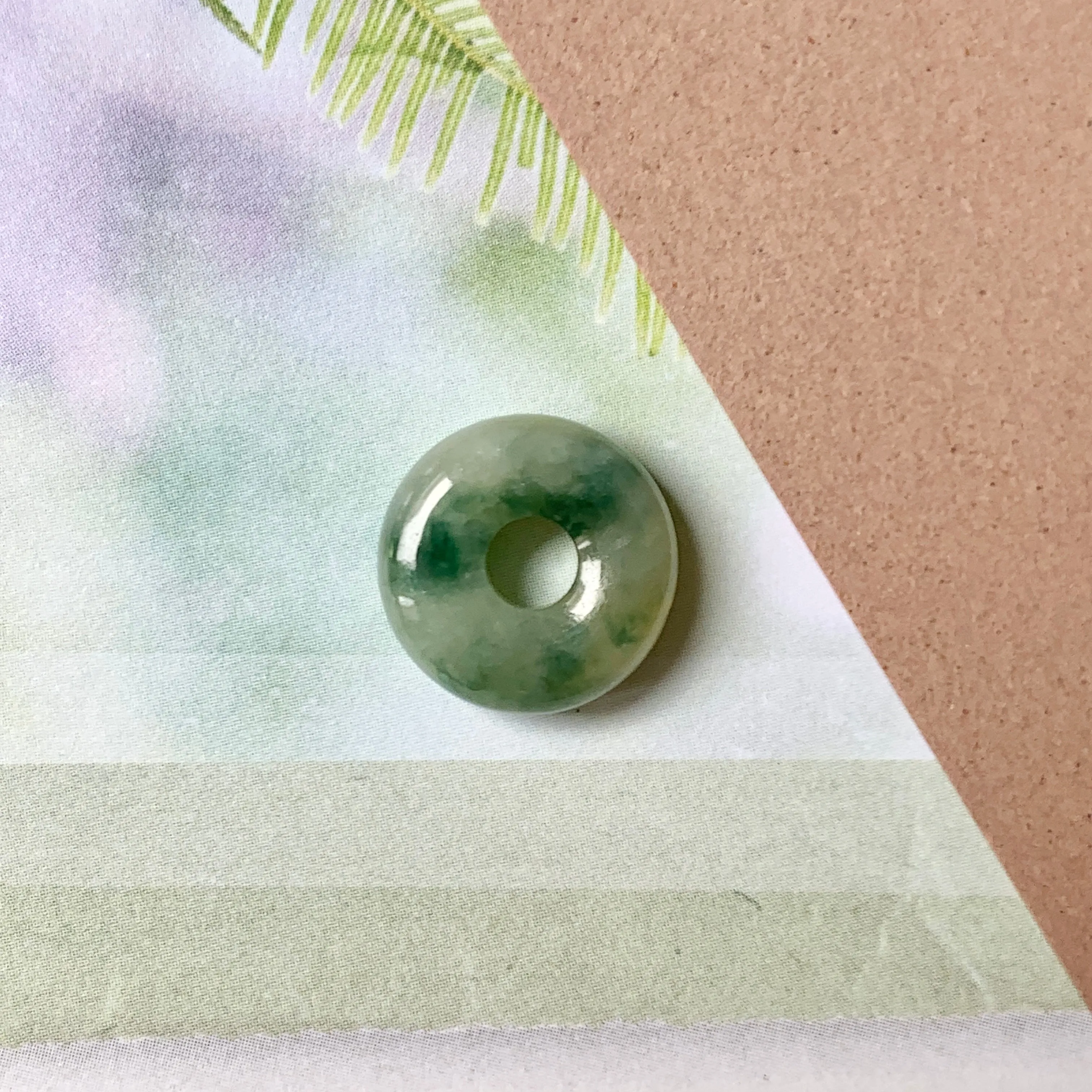 A-Grade Natural Floral Jadeite Donut No.220646