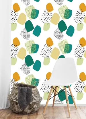 Abstract Colorful Geometric White Wallpaper