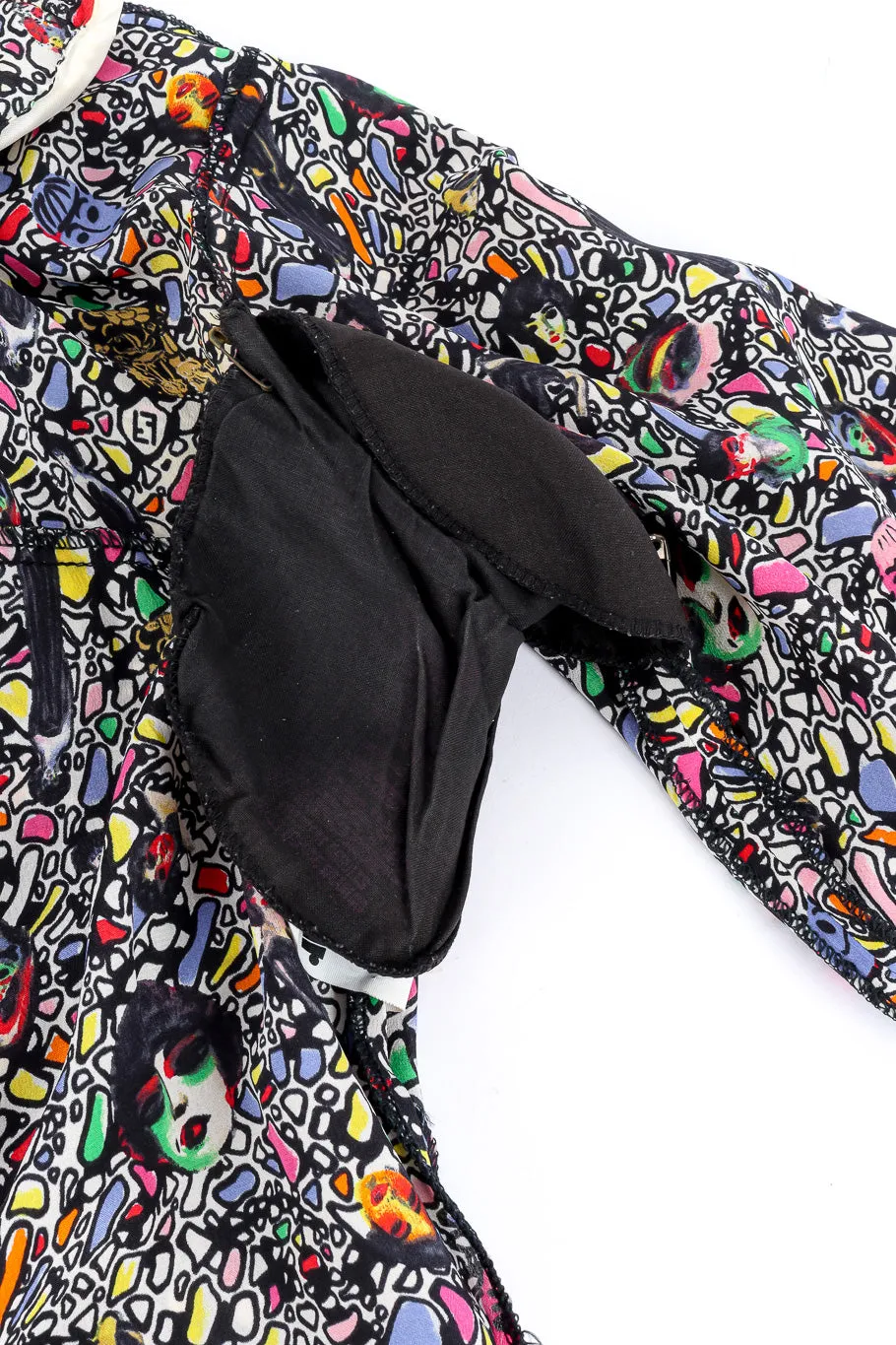 Abstract Face Print Silk Dress