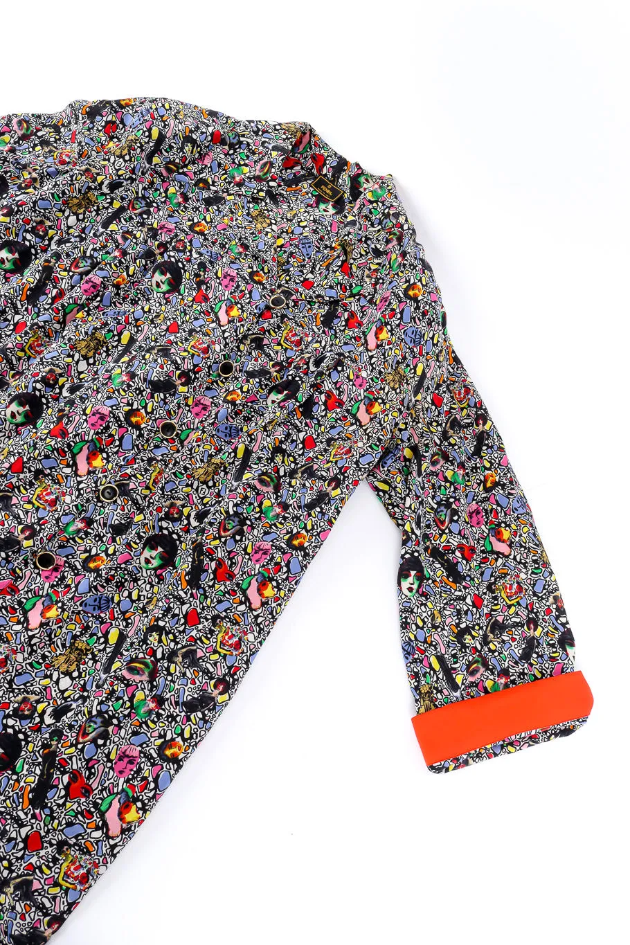 Abstract Face Print Silk Dress