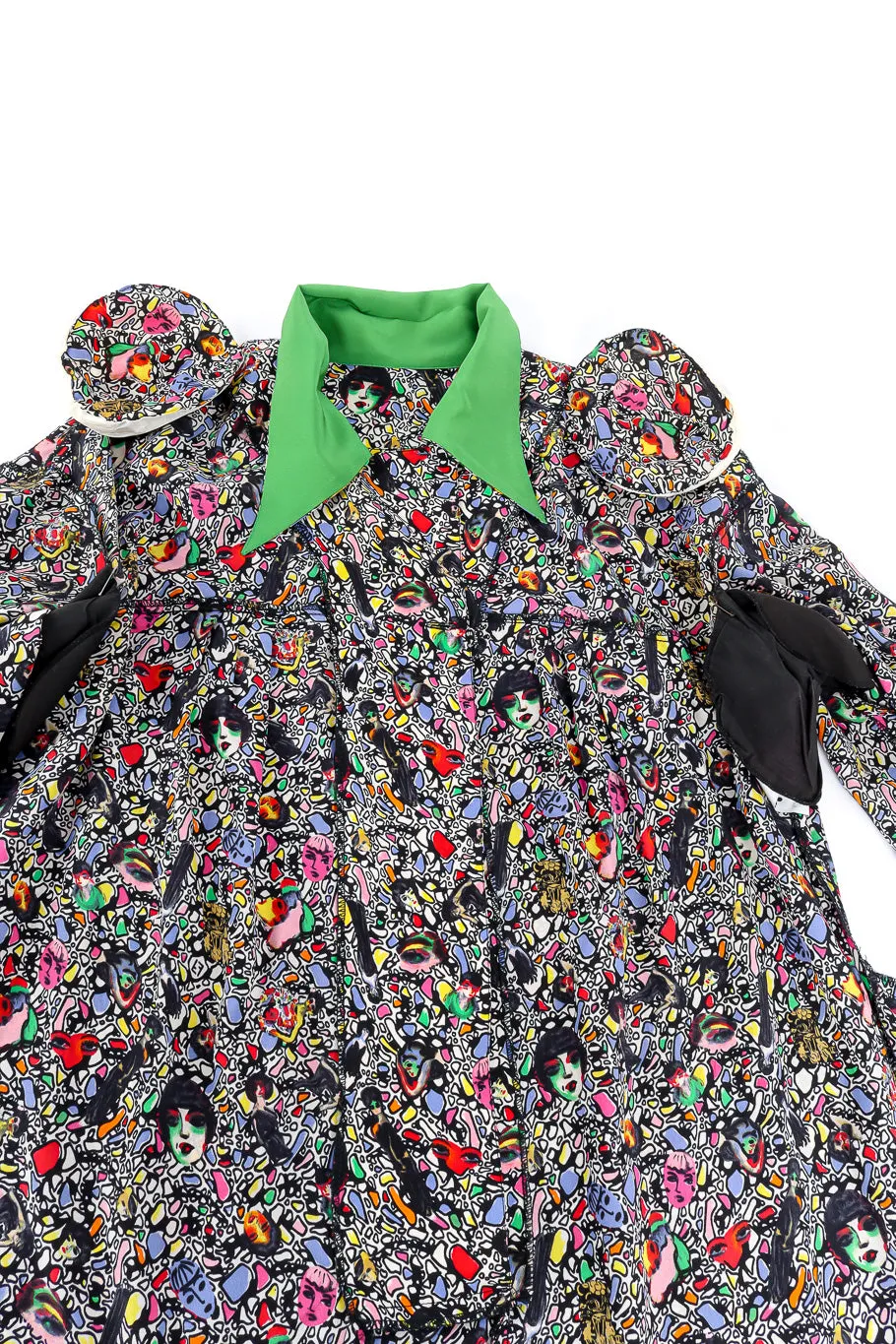 Abstract Face Print Silk Dress