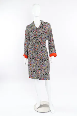 Abstract Face Print Silk Dress