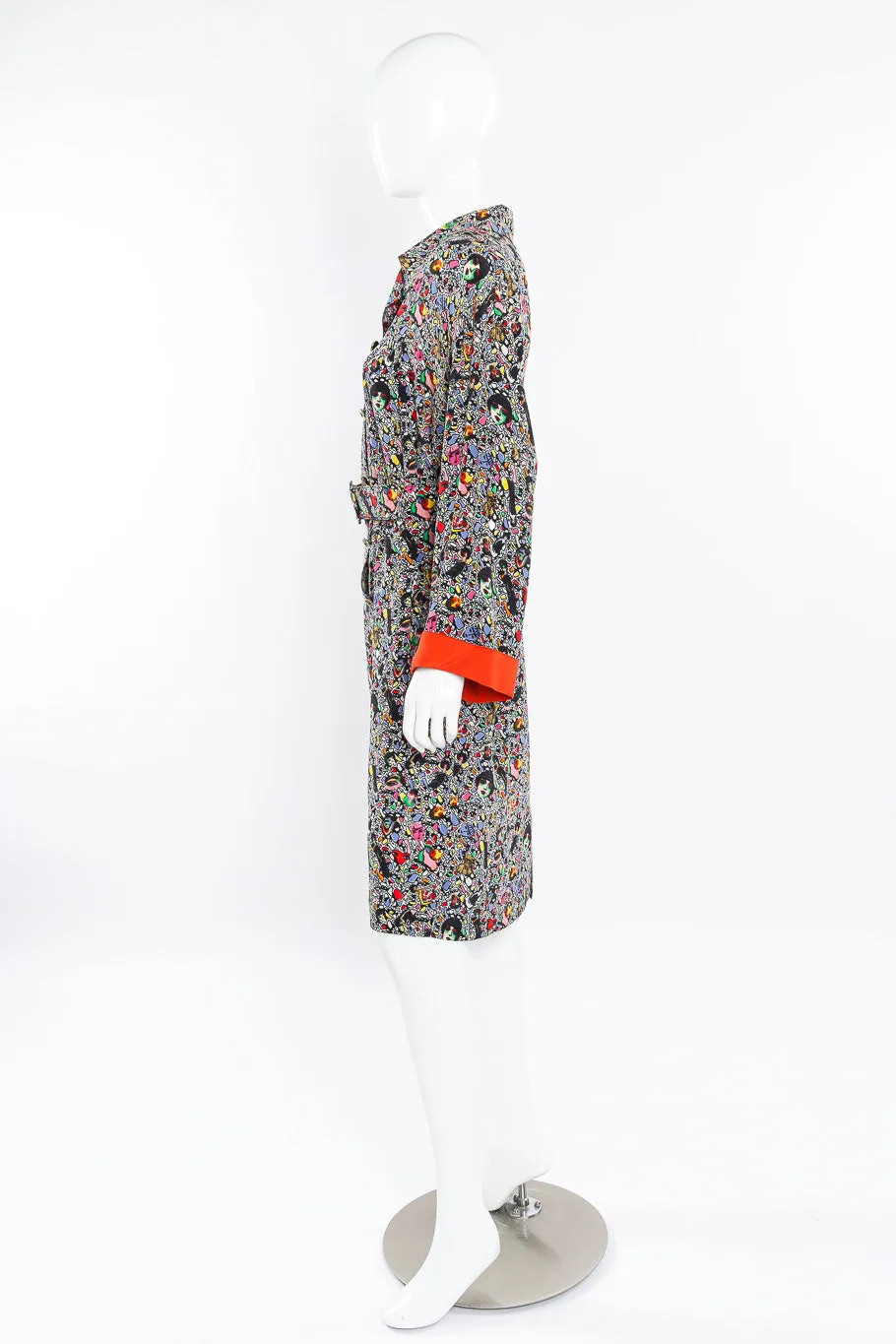 Abstract Face Print Silk Dress