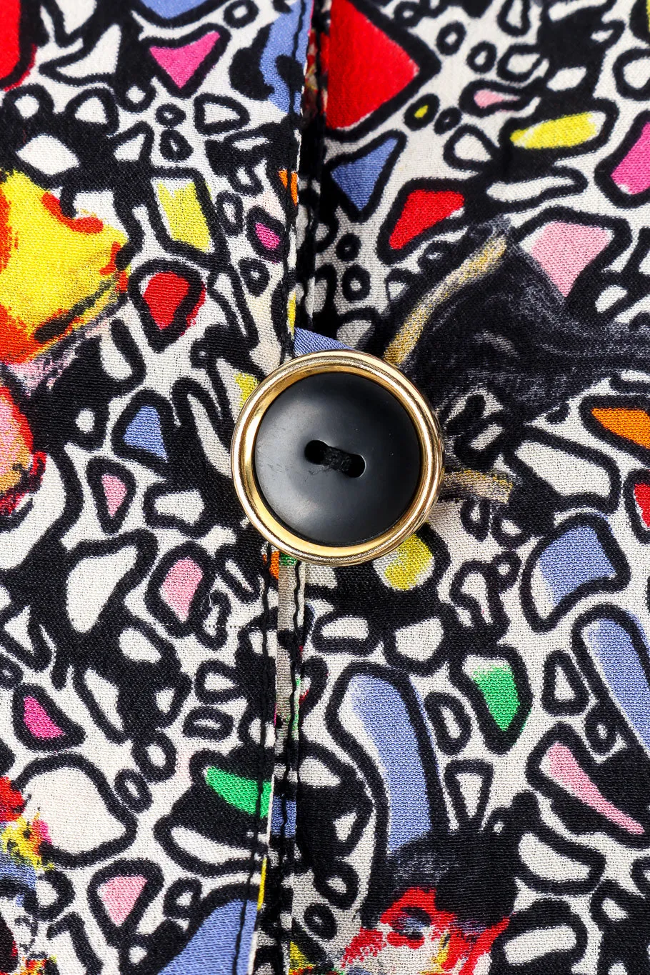 Abstract Face Print Silk Dress