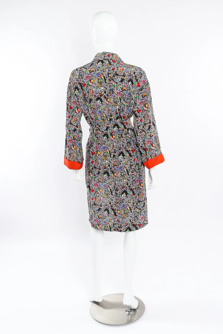 Abstract Face Print Silk Dress
