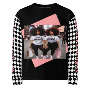 Airfros And Babyhairs Black and White Checkered Twinning Sweatshirt