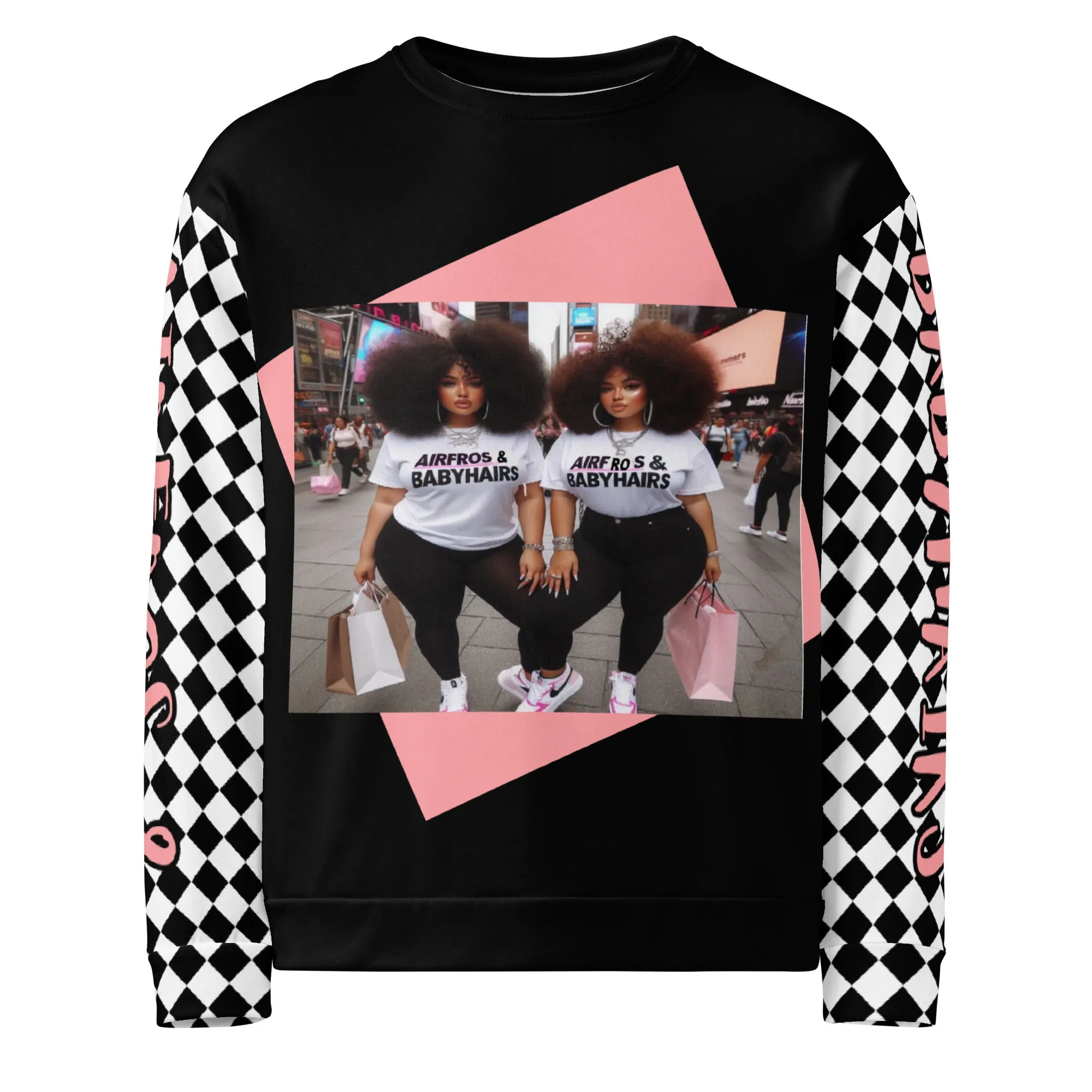 Airfros And Babyhairs Black and White Checkered Twinning Sweatshirt