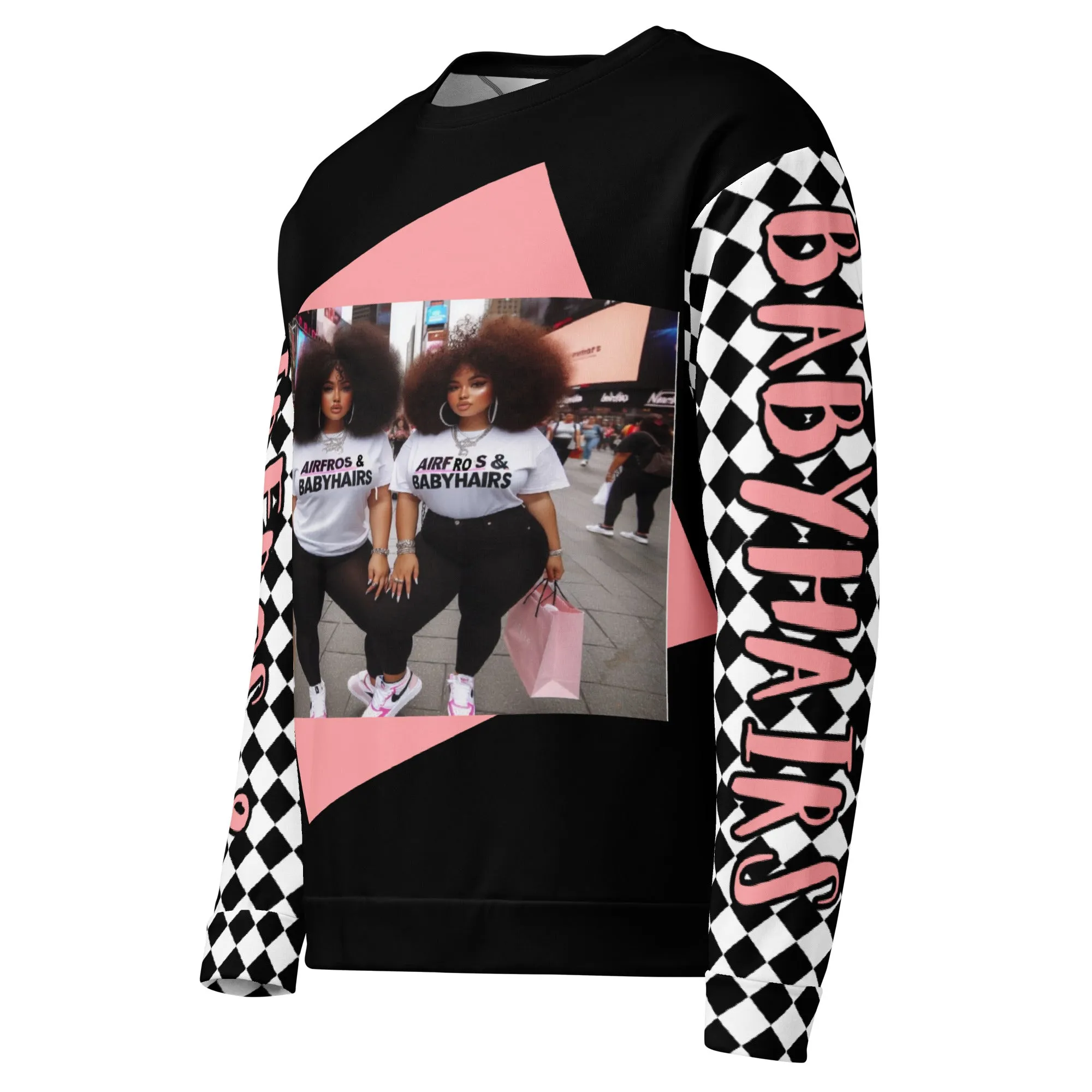Airfros And Babyhairs Black and White Checkered Twinning Sweatshirt