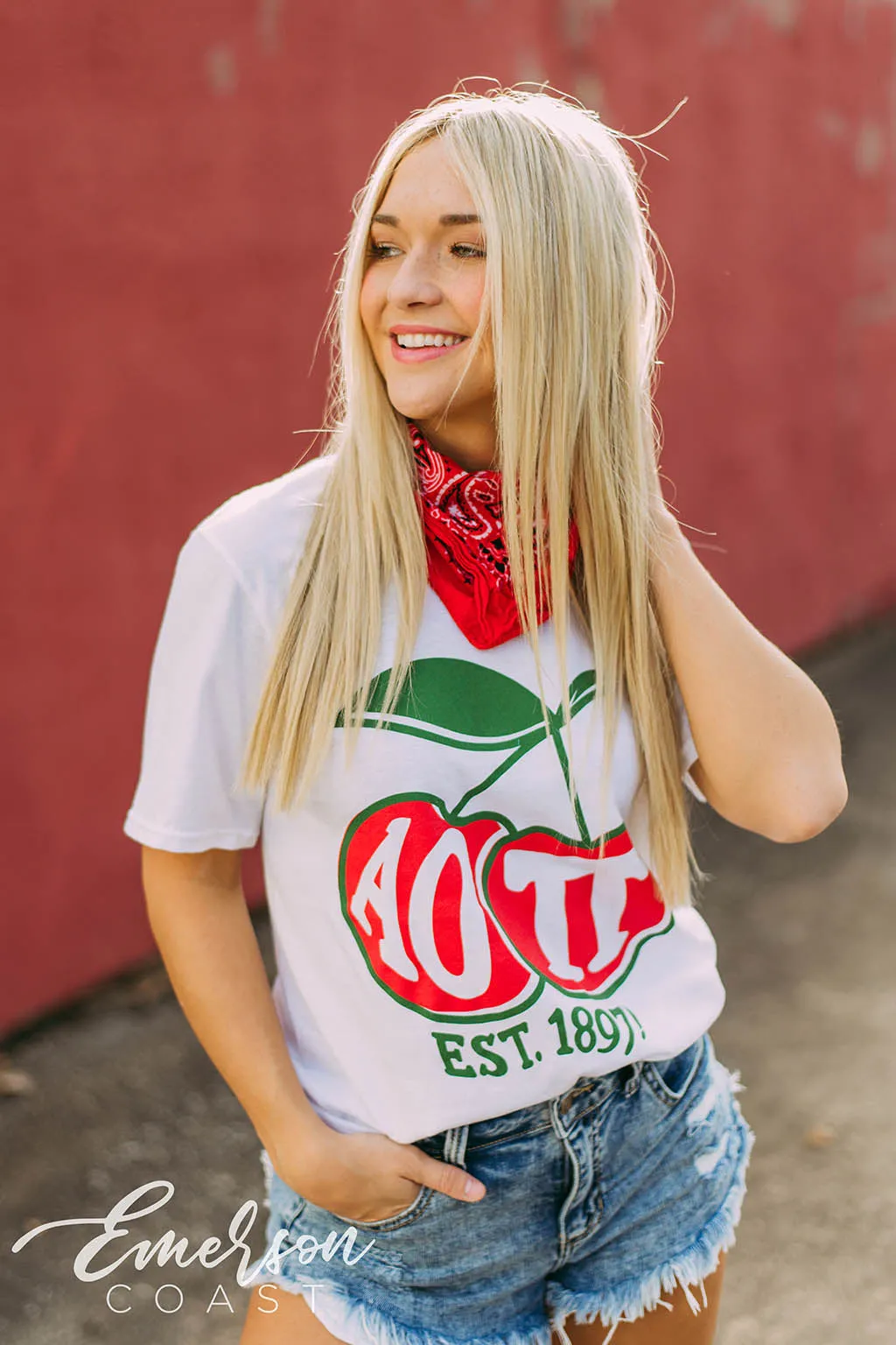 Alpha Omicron Pi Cherry Tee