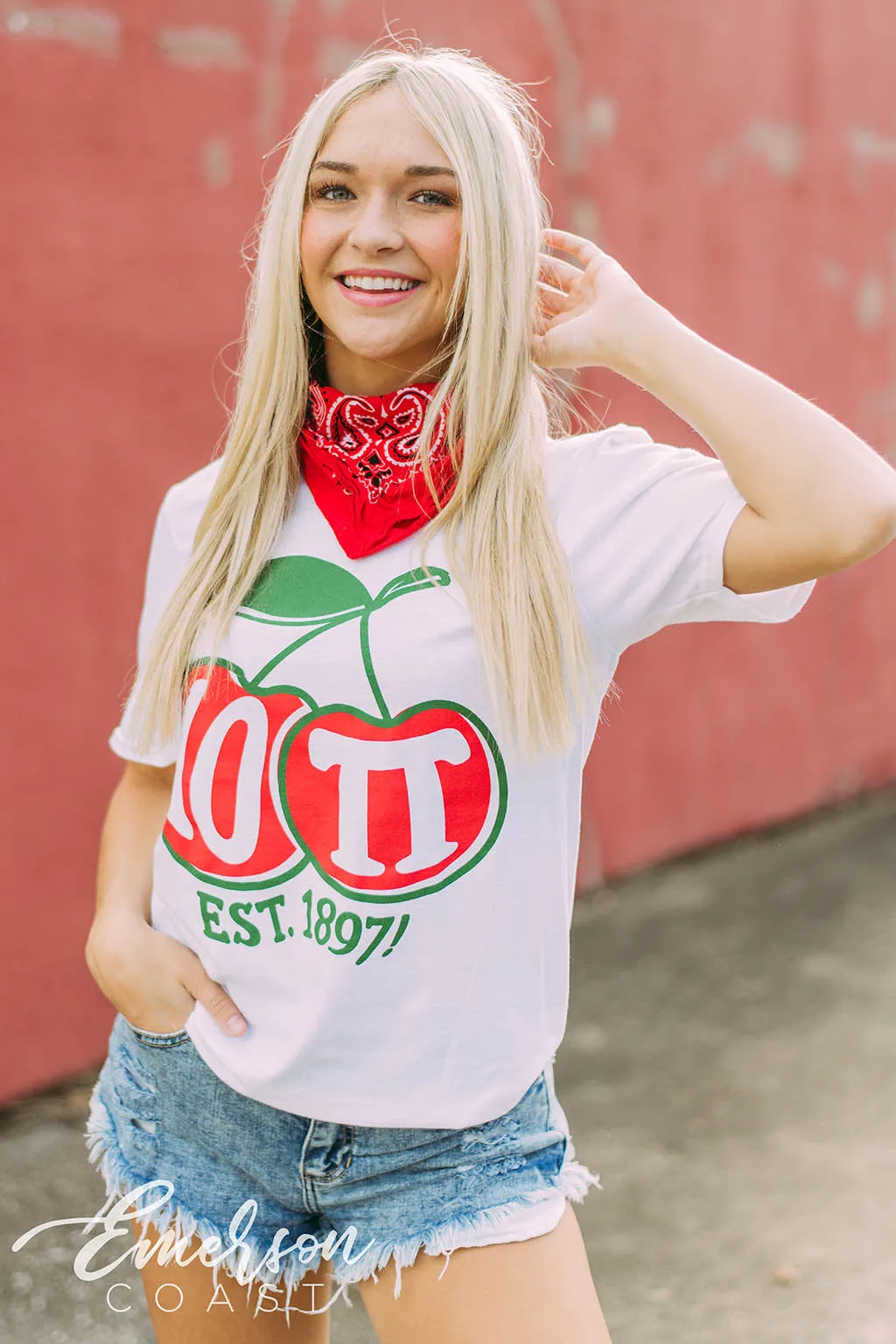 Alpha Omicron Pi Cherry Tee