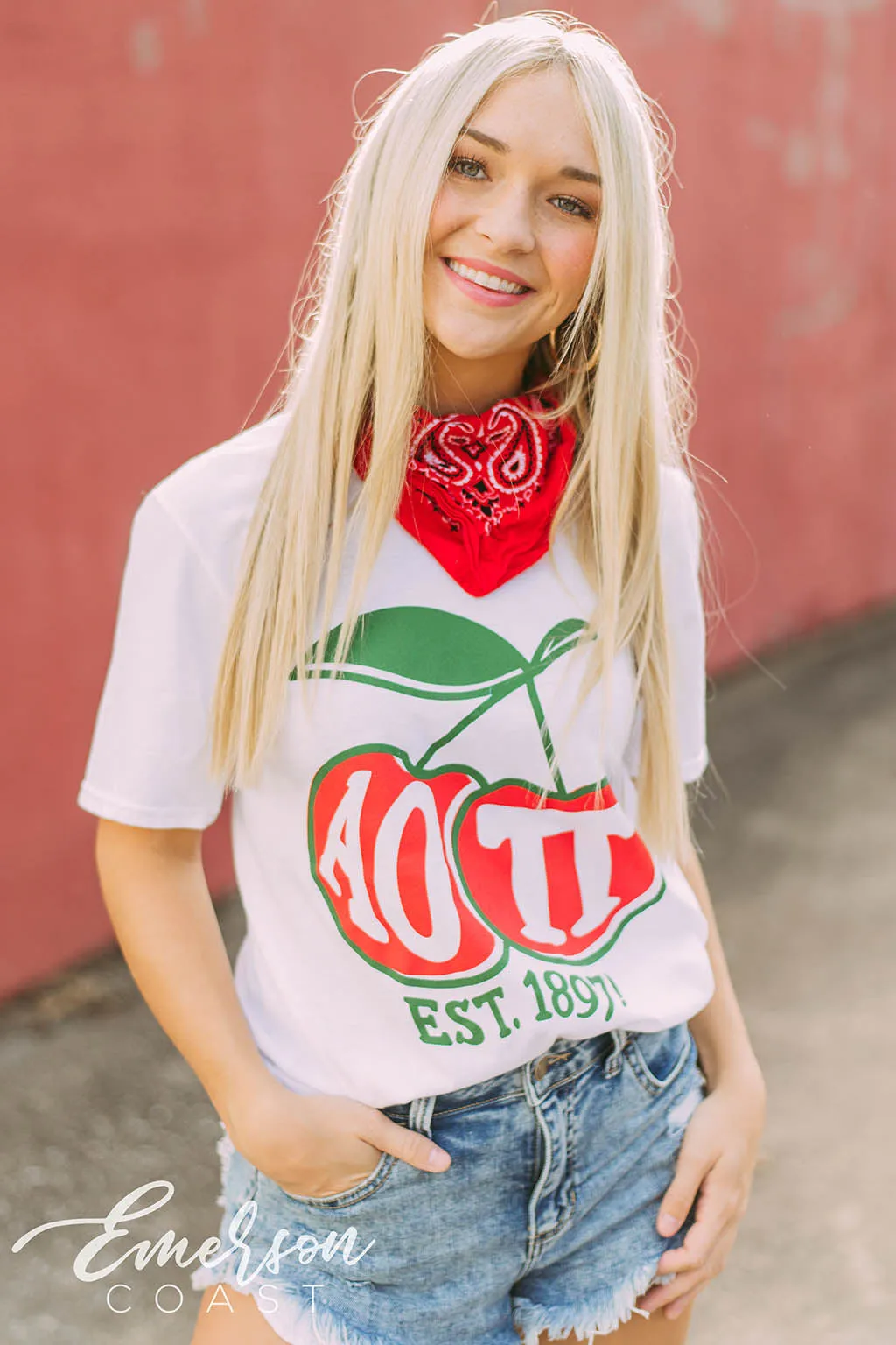 Alpha Omicron Pi Cherry Tee