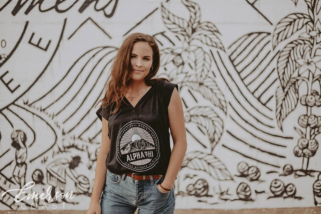 Alpha Phi Mountain Vneck Tee