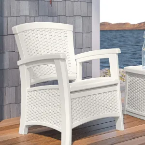 Amazing Suncast Elements Resin Wicker Design Club Chair with Storage, White! Use Indoors or Out! Easy Assembly! Retails $449 