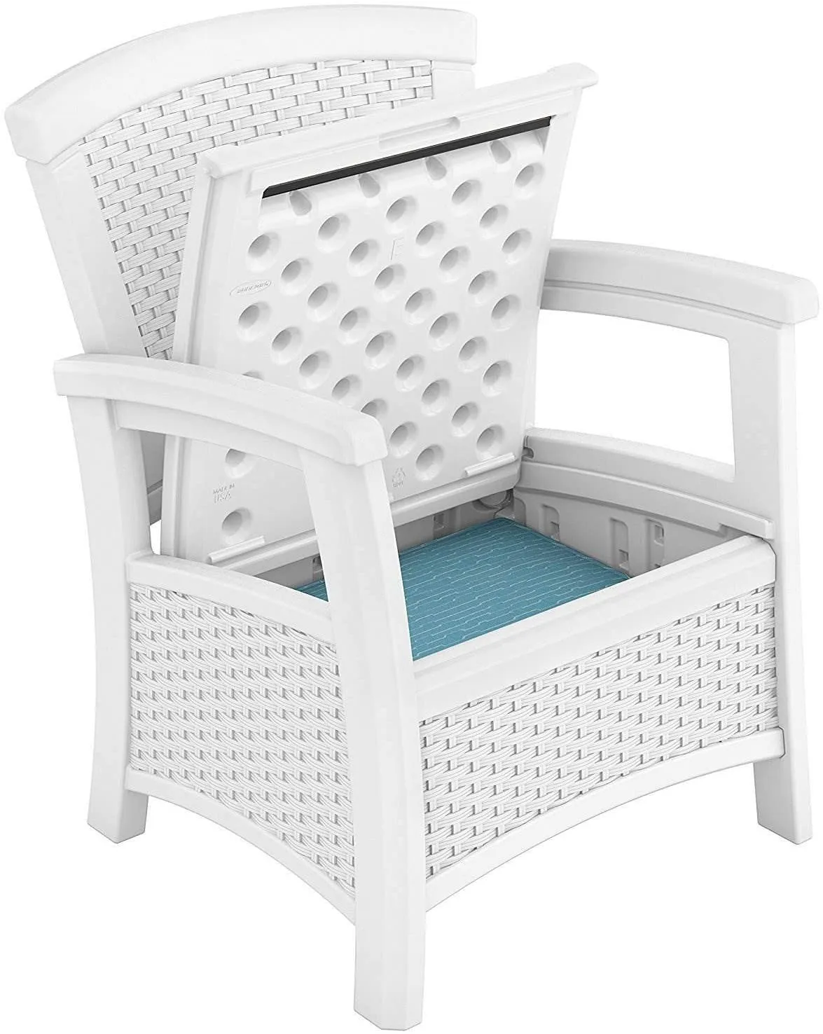 Amazing Suncast Elements Resin Wicker Design Club Chair with Storage, White! Use Indoors or Out! Easy Assembly! Retails $449 