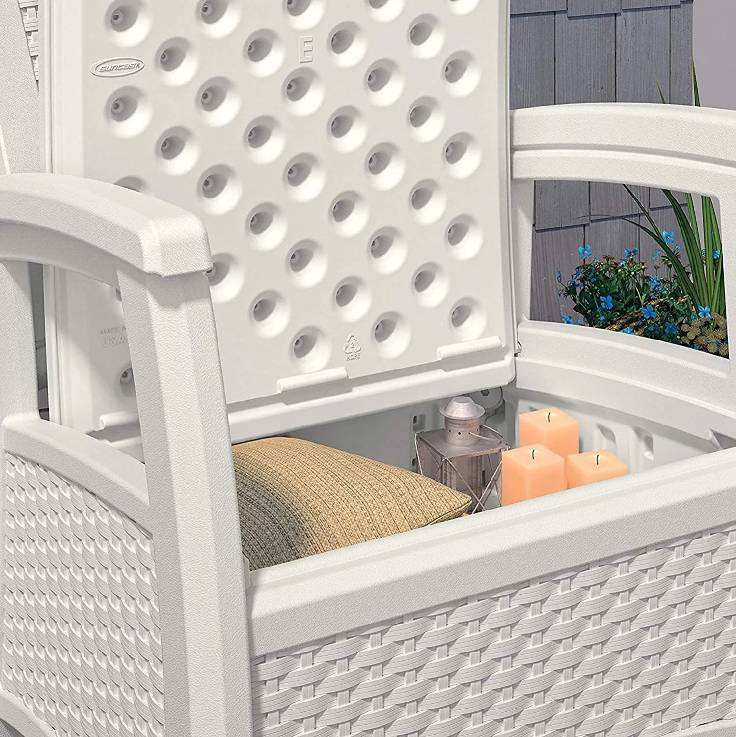 Amazing Suncast Elements Resin Wicker Design Club Chair with Storage, White! Use Indoors or Out! Easy Assembly! Retails $449 