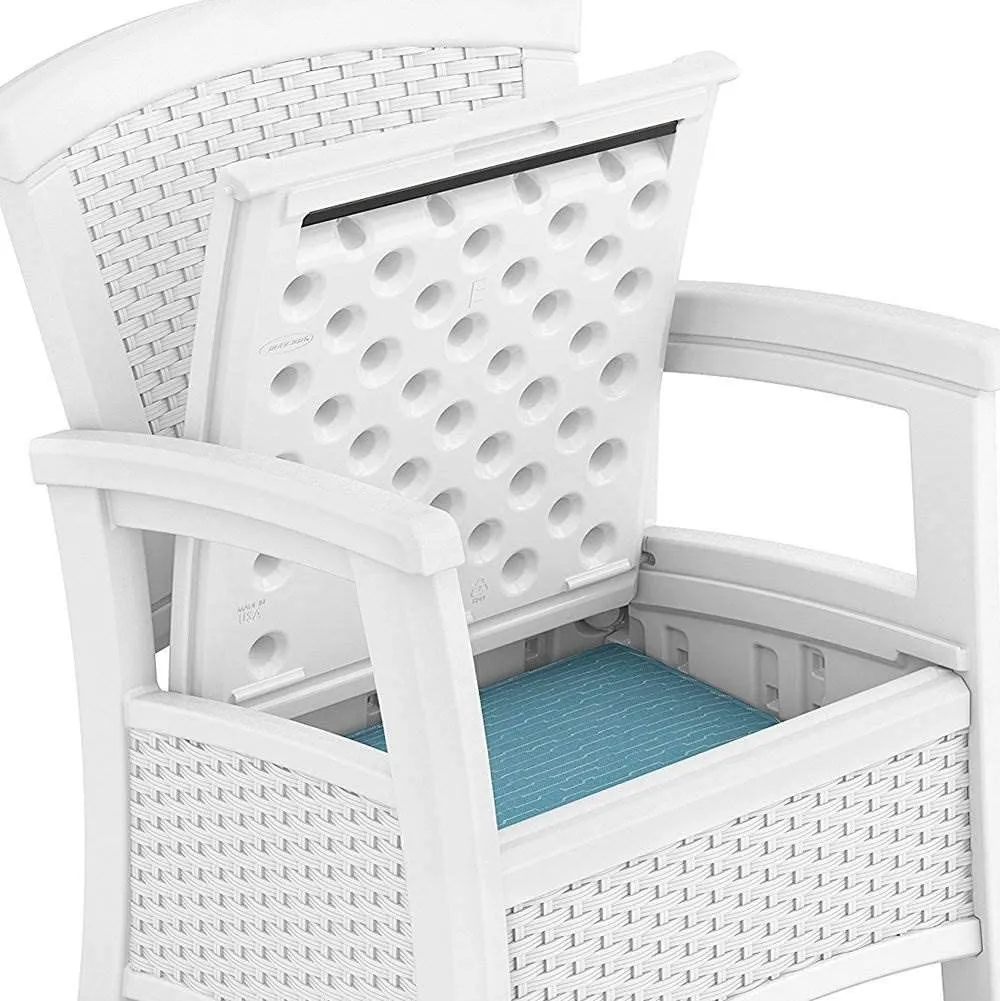 Amazing Suncast Elements Resin Wicker Design Club Chair with Storage, White! Use Indoors or Out! Easy Assembly! Retails $449 
