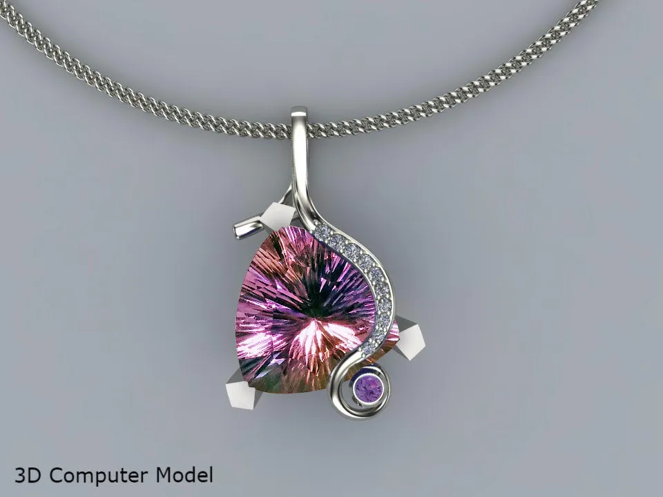 Ametrine and Diamond Artistic Necklace