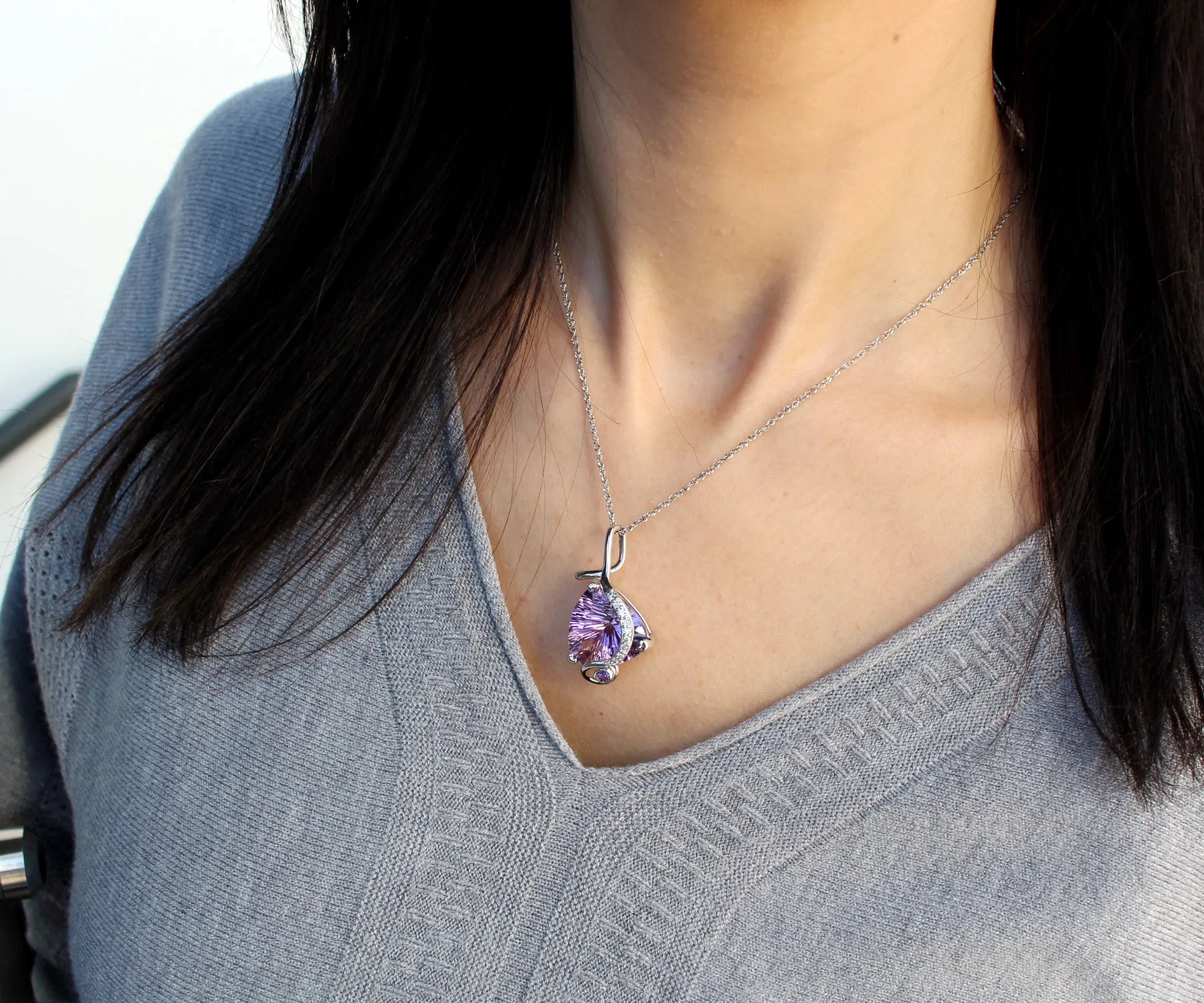 Ametrine and Diamond Artistic Necklace