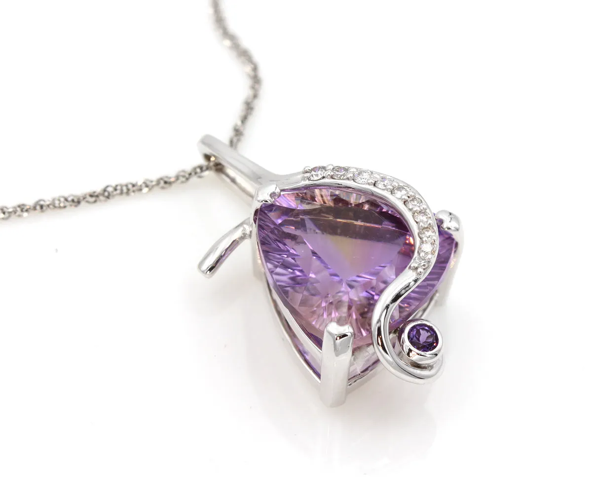 Ametrine and Diamond Artistic Necklace