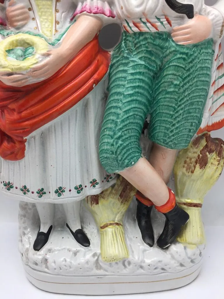 Antique English Staffordshire Farm Couple The Harvesters