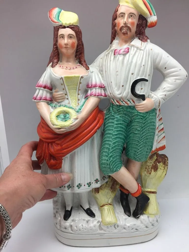 Antique English Staffordshire Farm Couple The Harvesters