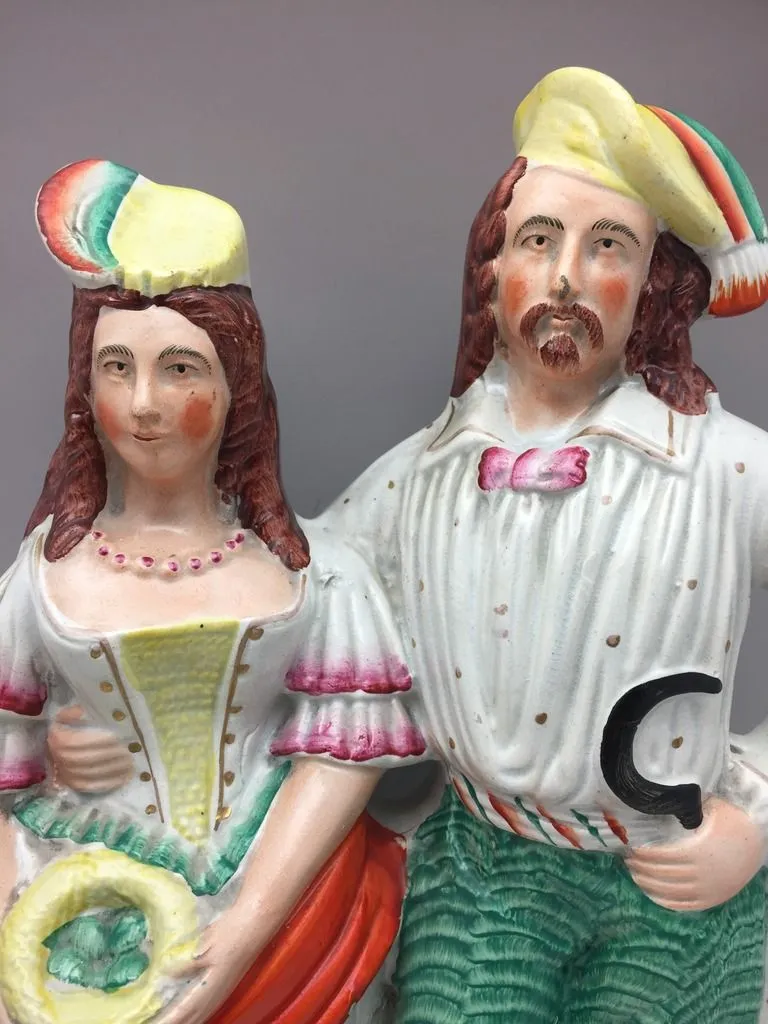 Antique English Staffordshire Farm Couple The Harvesters