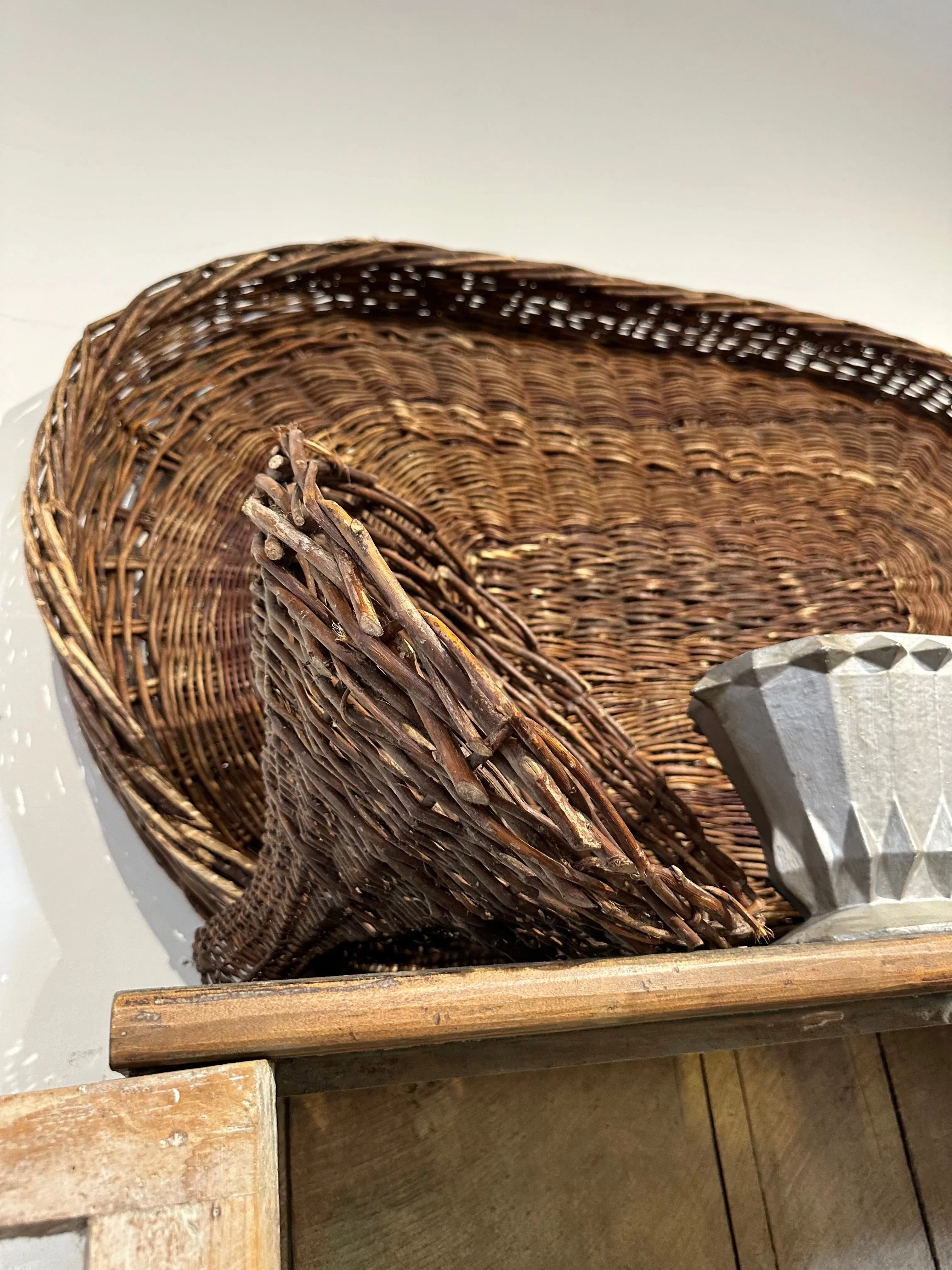 Antique French Wicker Demijohn Cloche