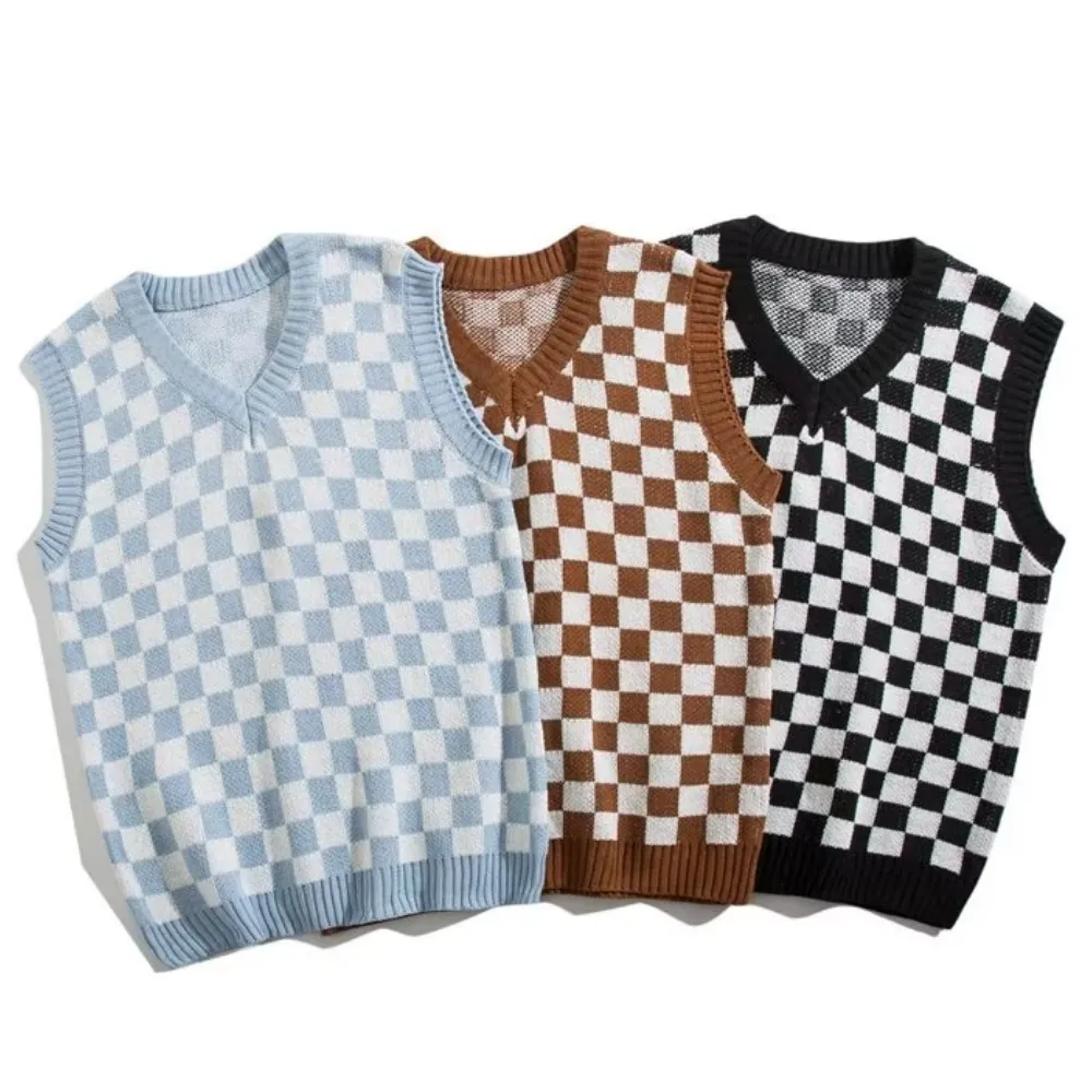 Artistic Checkerboard Knit Vest